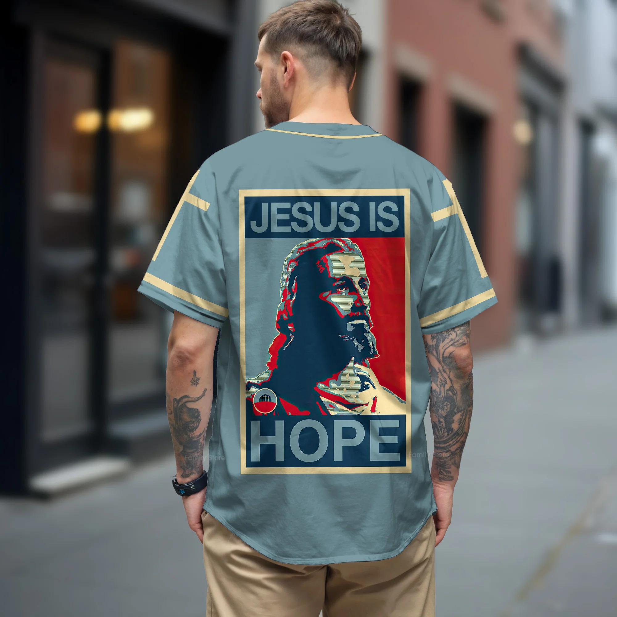 Jesus Saved My Life Jesus Poster Back - Baseball Jersey - Christant Gift For Him For God, Jesus, Christian - Image 3