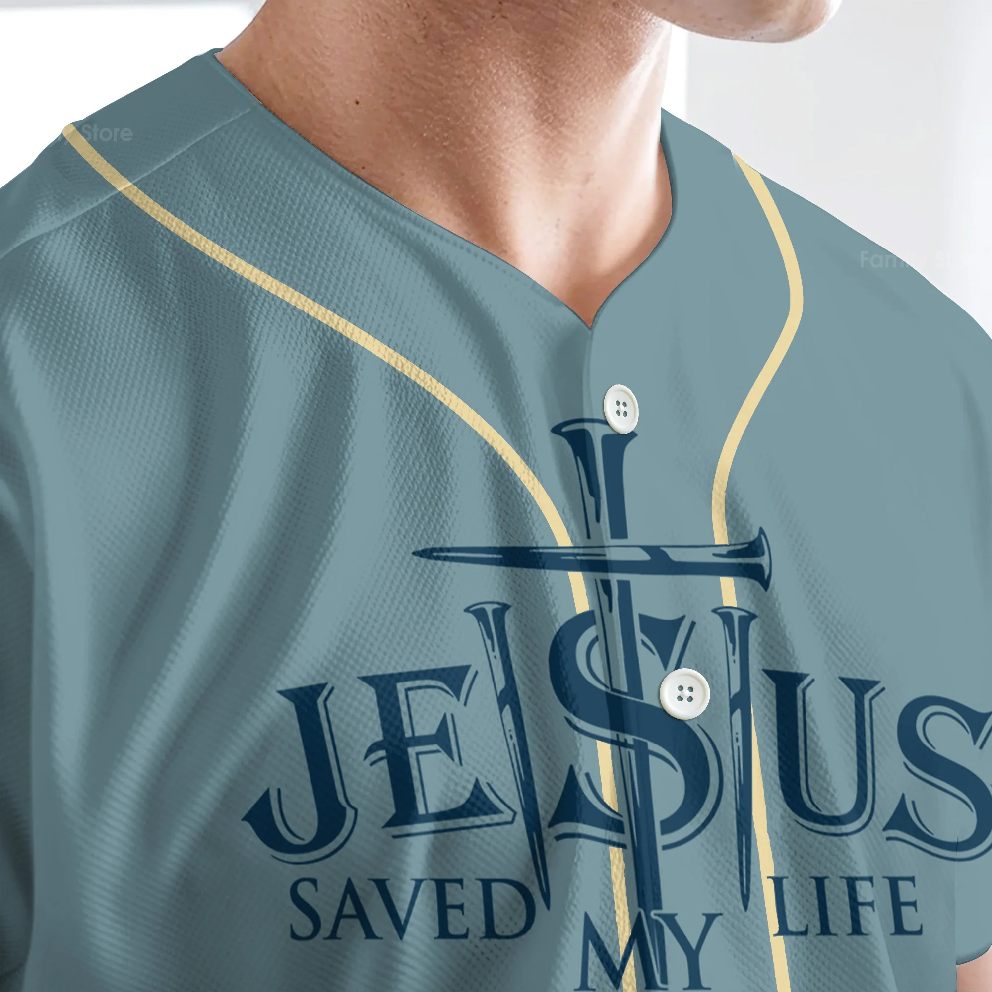 Jesus Saved My Life Jesus Poster Back - Baseball Jersey - Christant Gift For Him For God, Jesus, Christian - Image 4