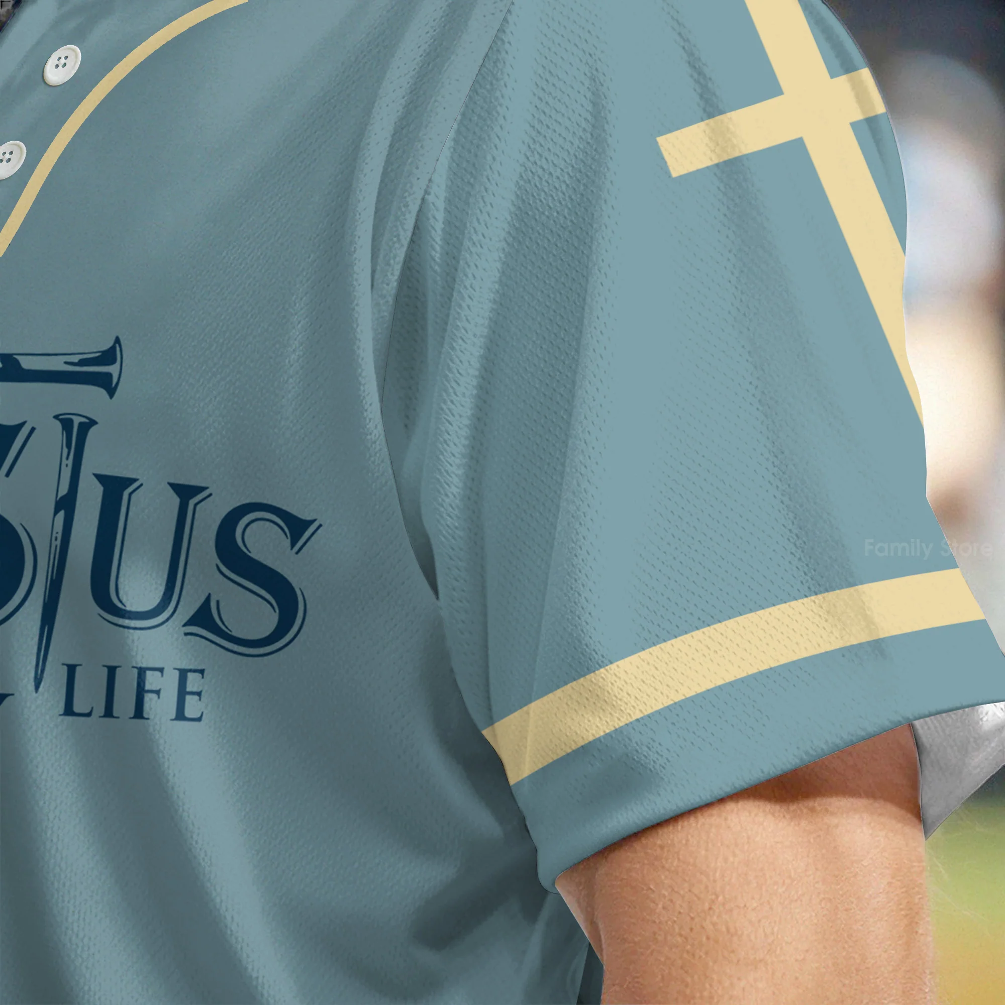 Jesus Saved My Life Jesus Poster Back - Baseball Jersey - Christant Gift For Him For God, Jesus, Christian - Image 5