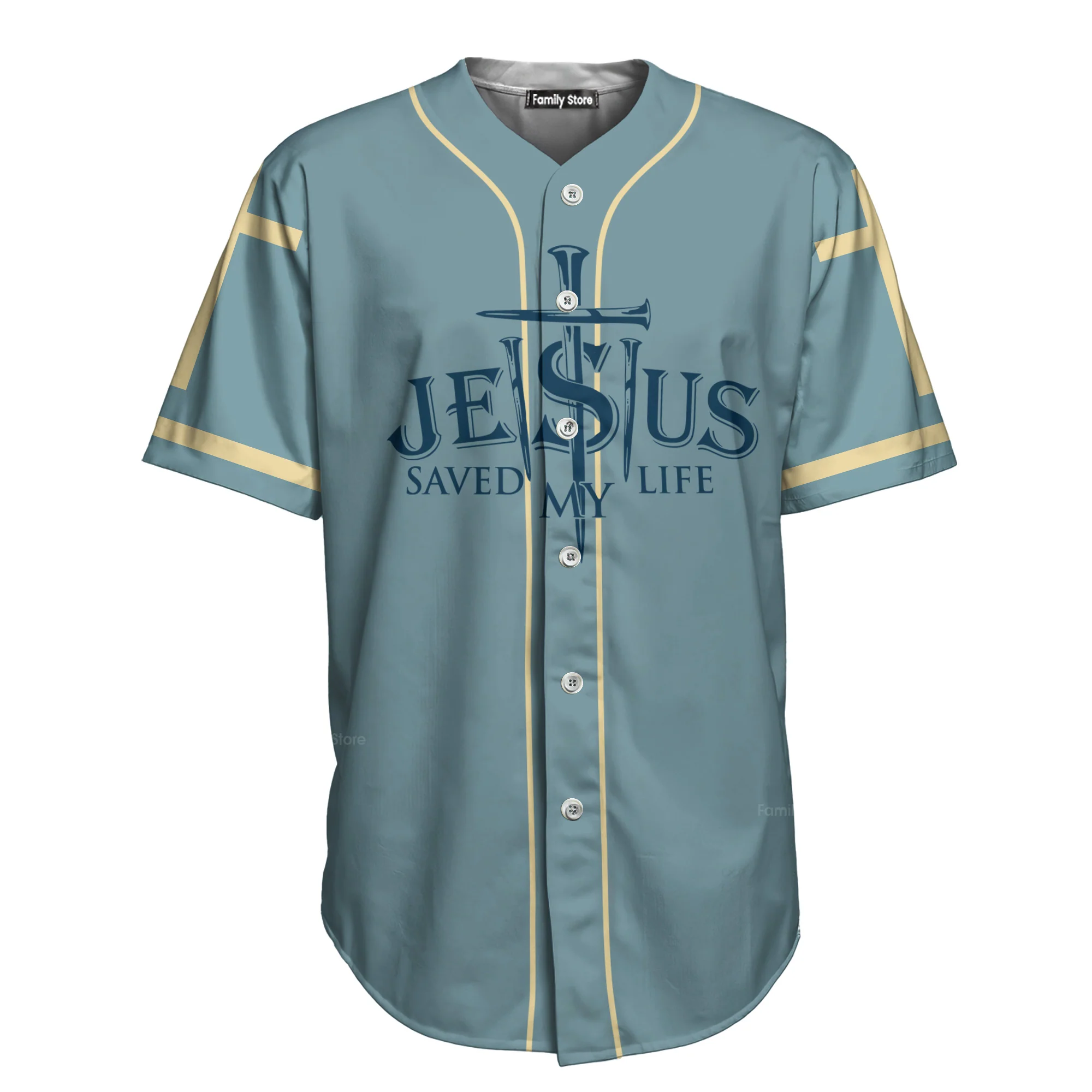 Jesus Saved My Life Jesus Poster Back - Baseball Jersey - Christant Gift For Him For God, Jesus, Christian - Image 6
