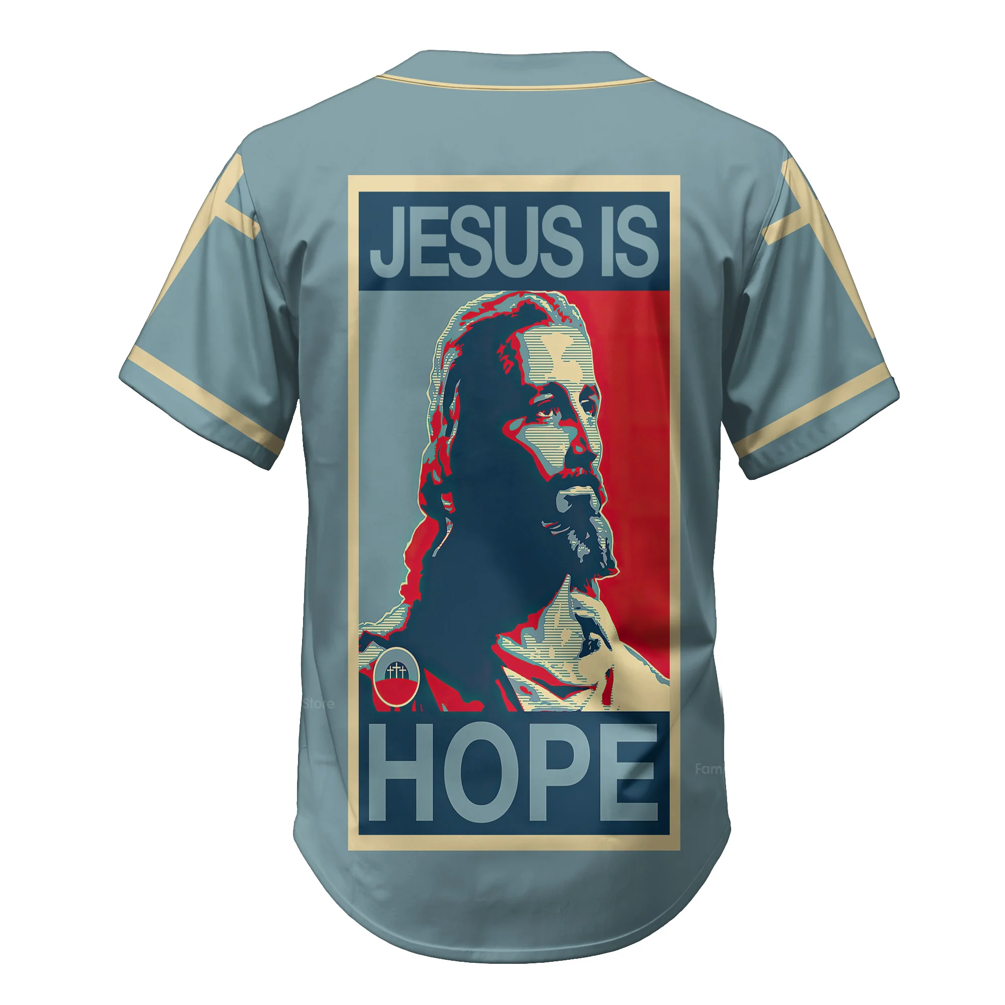 Jesus Saved My Life Jesus Poster Back - Baseball Jersey - Christant Gift For Him For God, Jesus, Christian - Image 7