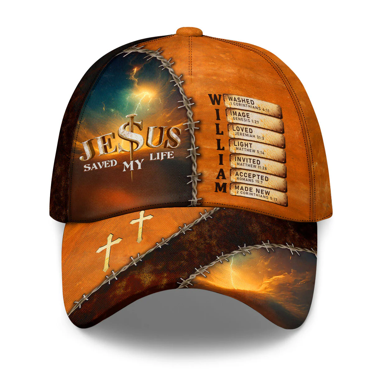 Jesus Saved My Life Orange Version - Personalized Classic Cap - Gift for Men, Dad, Grandpa, Husband, Father's Day Gift | NA94