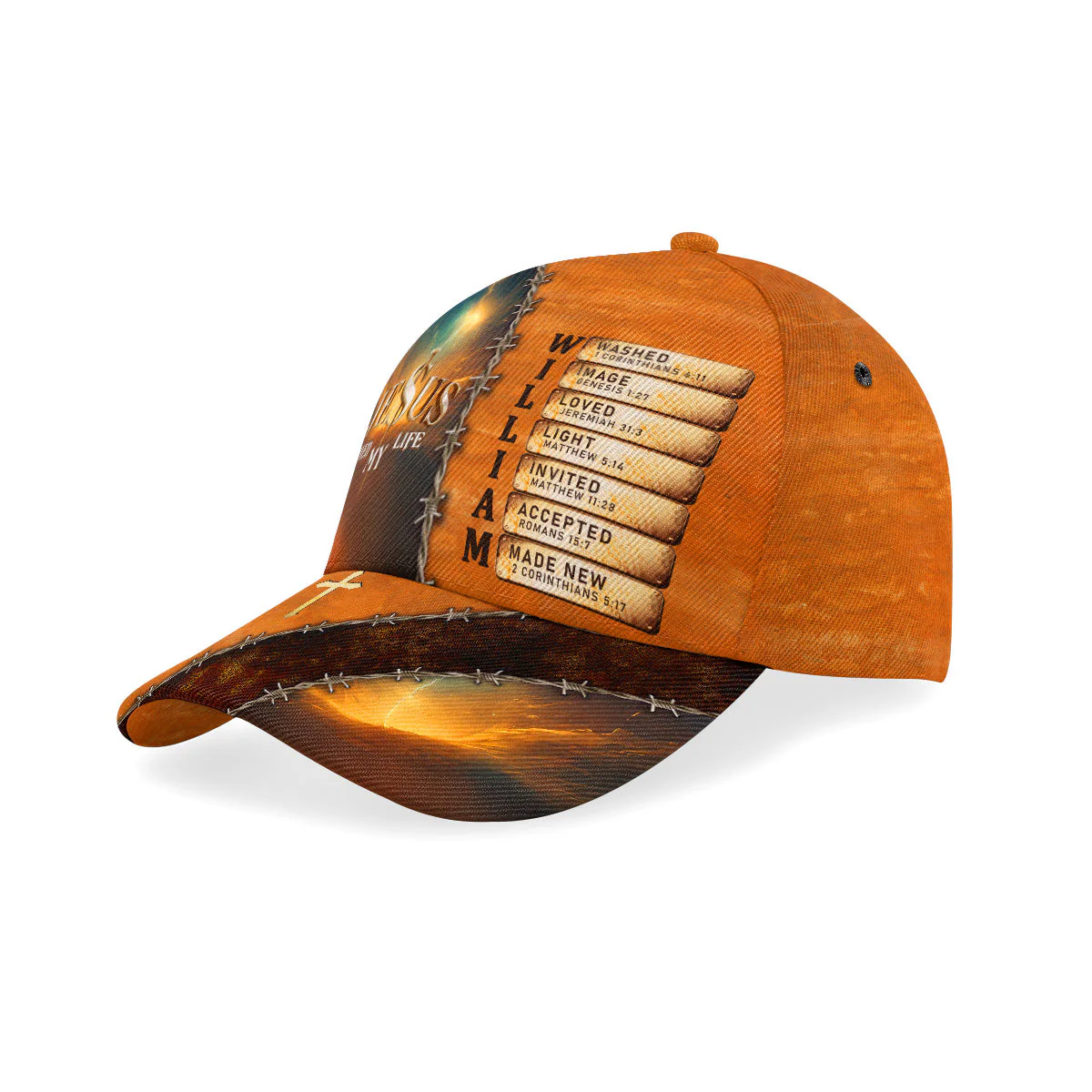 Jesus Saved My Life Orange Version - Personalized Classic Cap - Gift for Men, Dad, Grandpa, Husband, Father's Day Gift | NA94 - Image 2