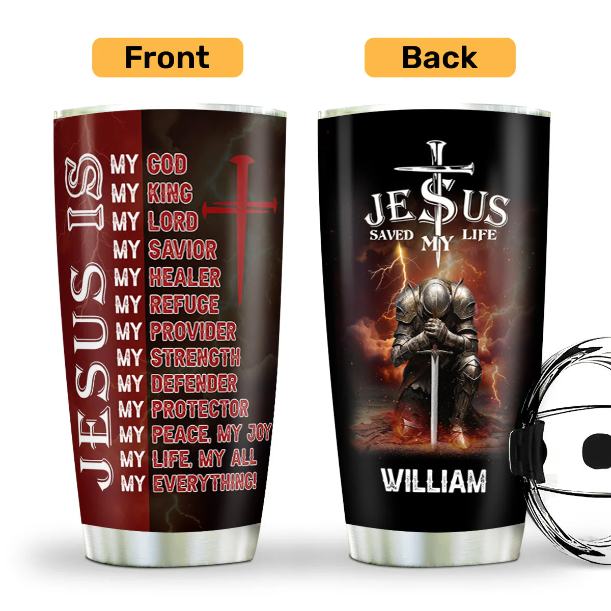 Jesus Saved My Life - Personalized Stainless Steel Tumbler - Gift For Him HN02 - Image 3