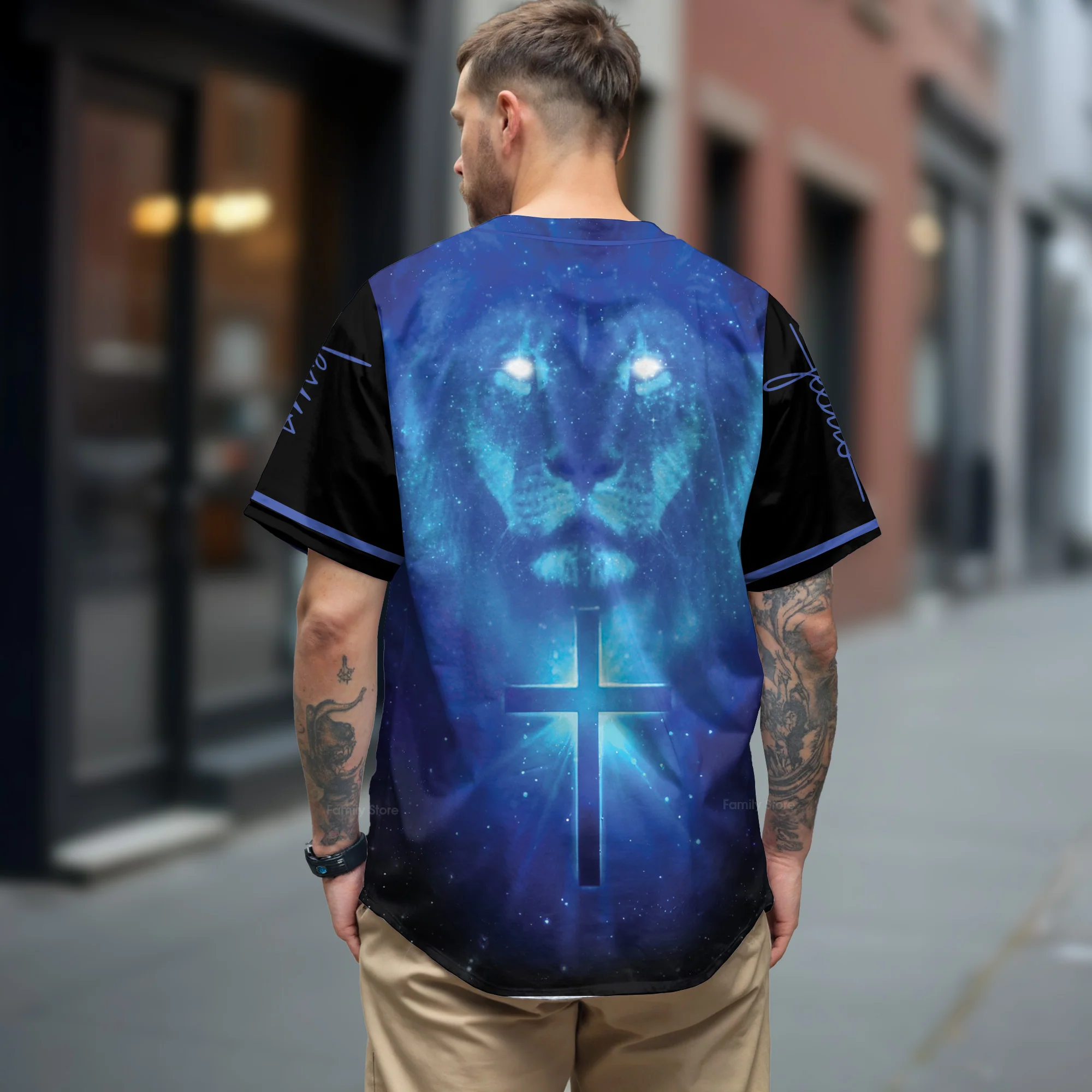 Jesus Lion on The Light - Baseball Tee for God Lover - Image 3