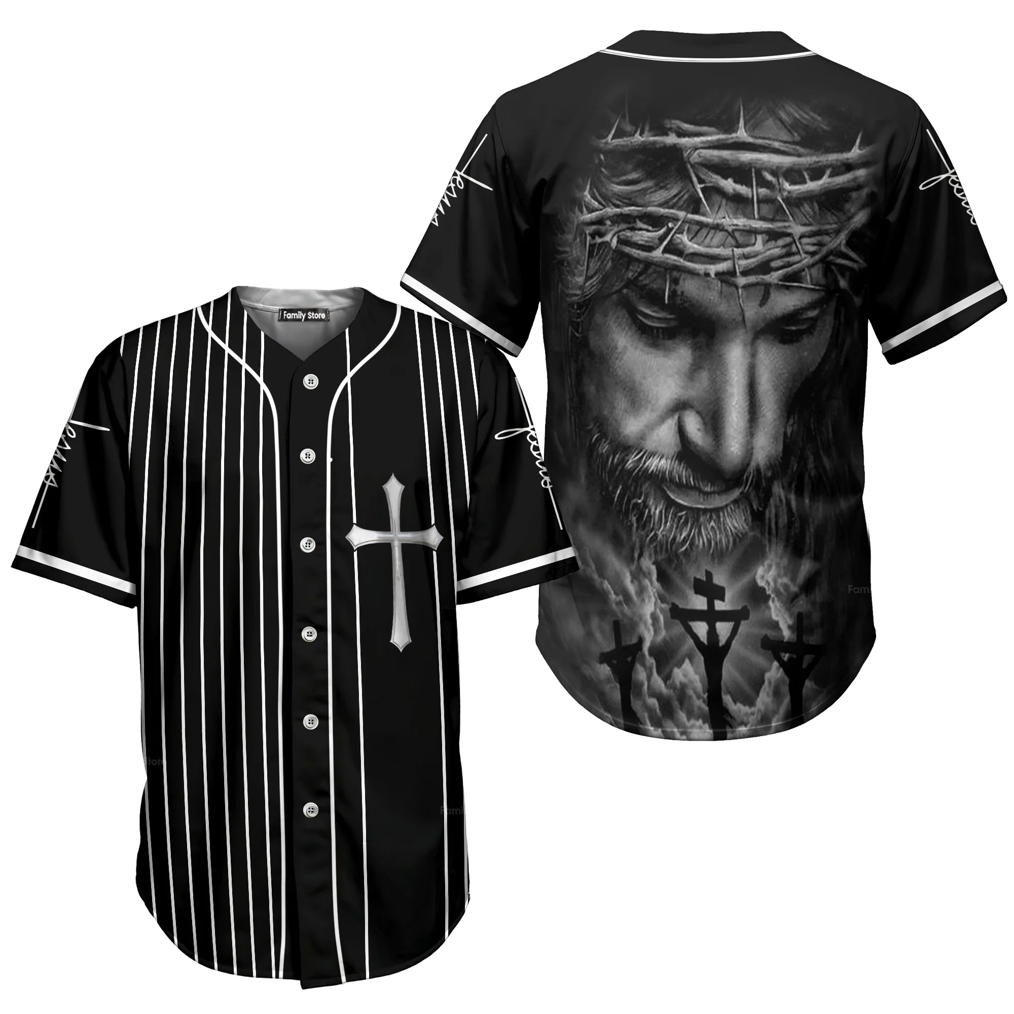 The Savior Jesus Face - Baseball Tee