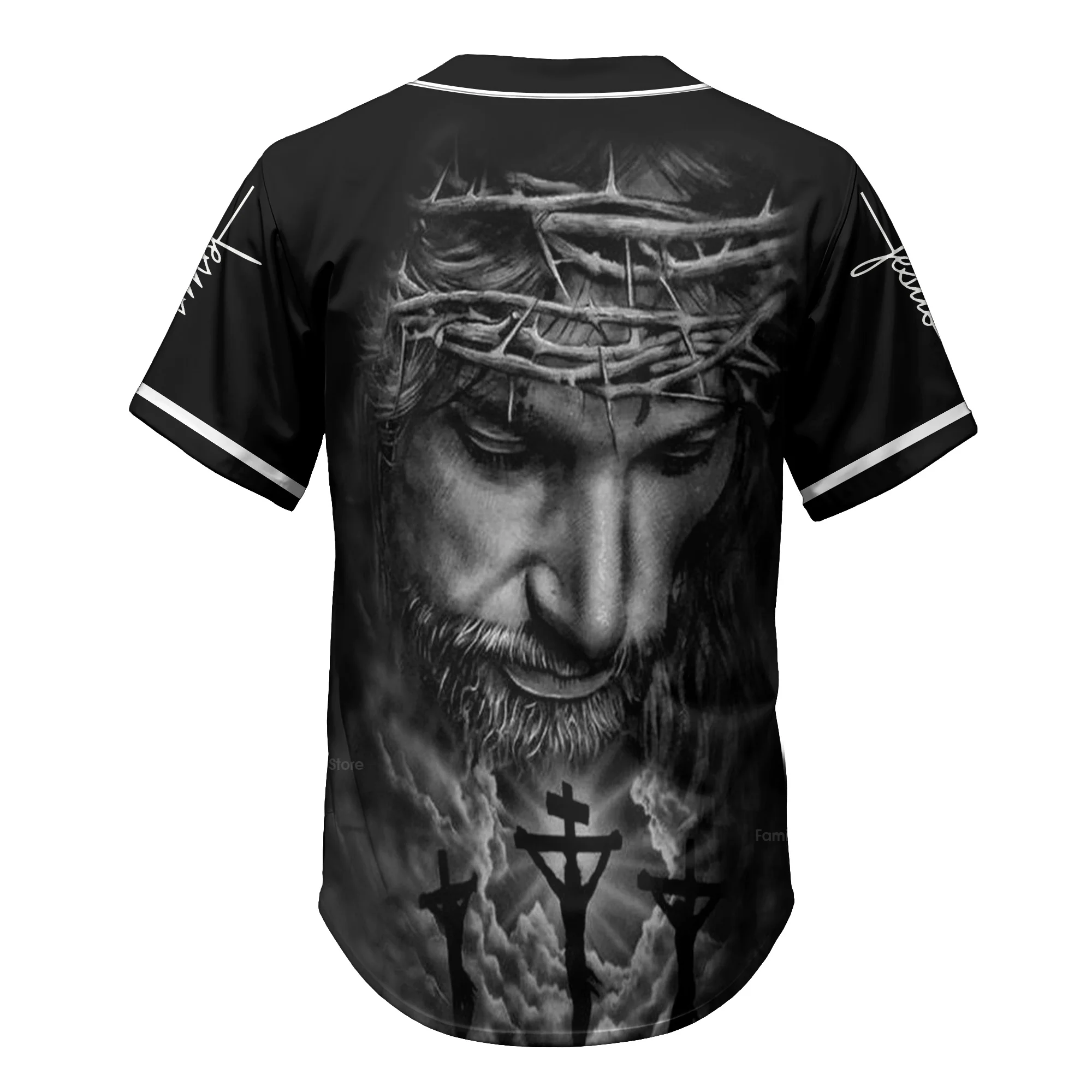 The Savior Jesus Face - Baseball Tee - Image 7