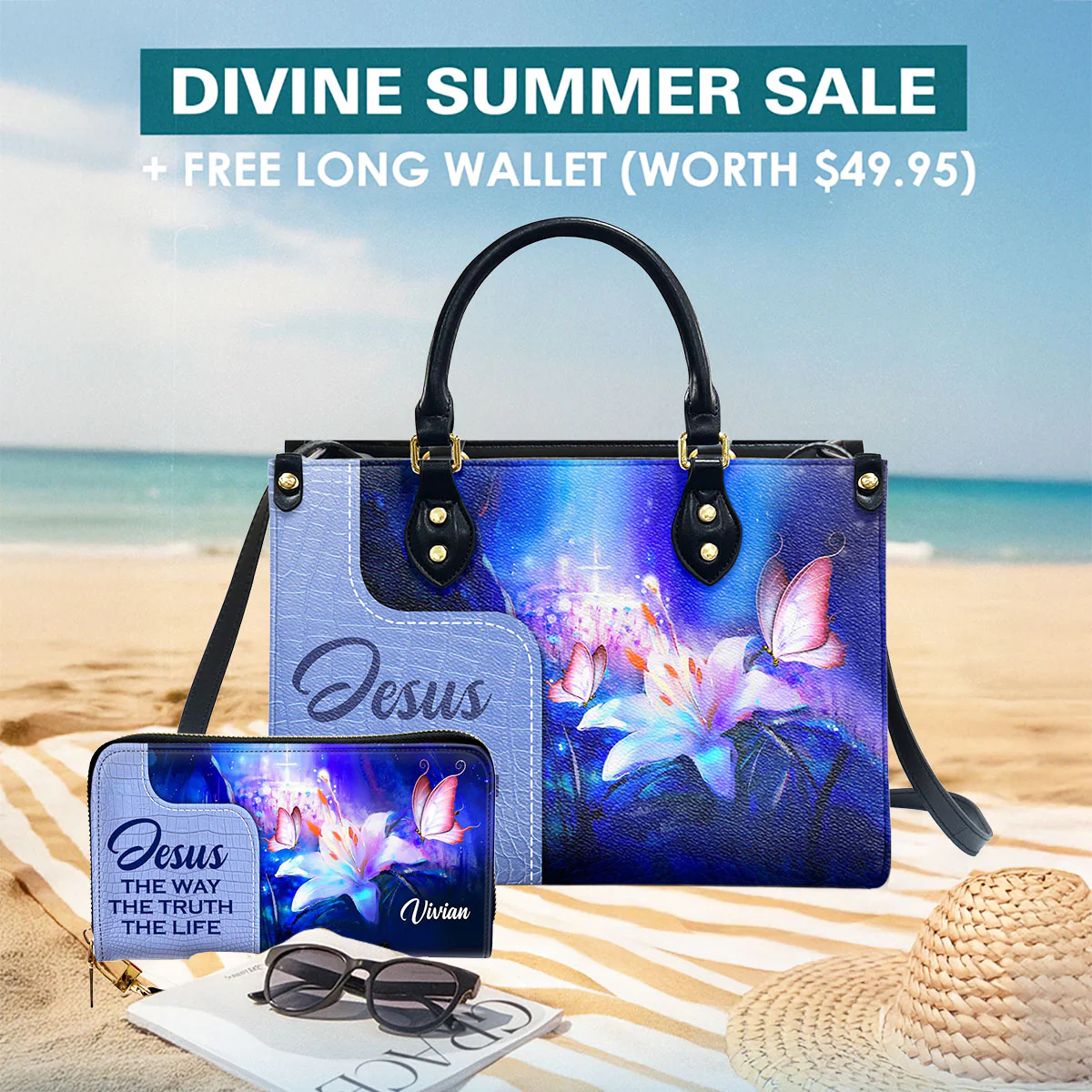 Jesus The Way The Truth The Life - Scripture Gifts For Women Of God - Personalized Leather Bag Free Wallet Deal AT4080607