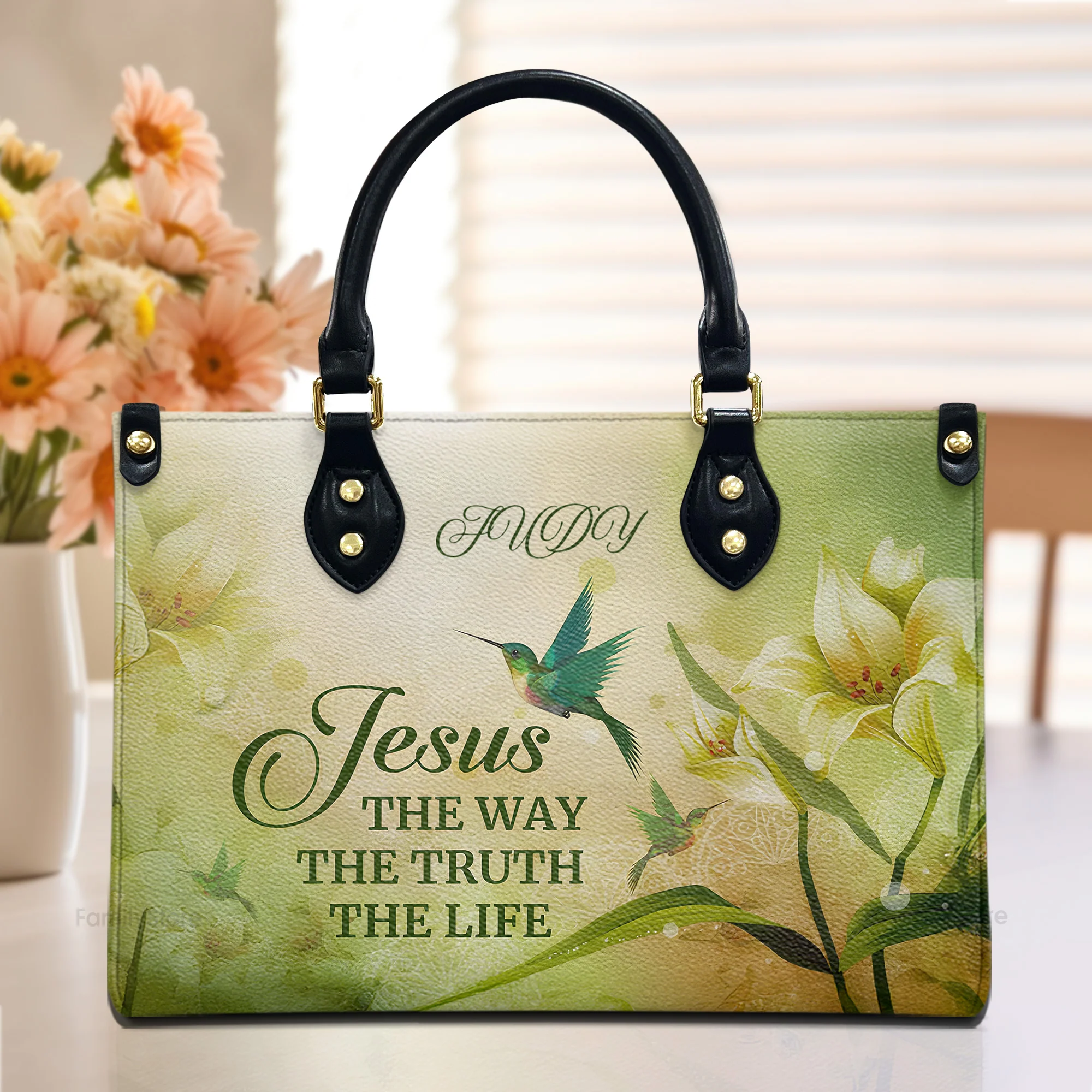 Jesus The Way The Truth The Life - Thoughtful Gift For Christians - Personalized Leather Handbag With Handle - AT4080834