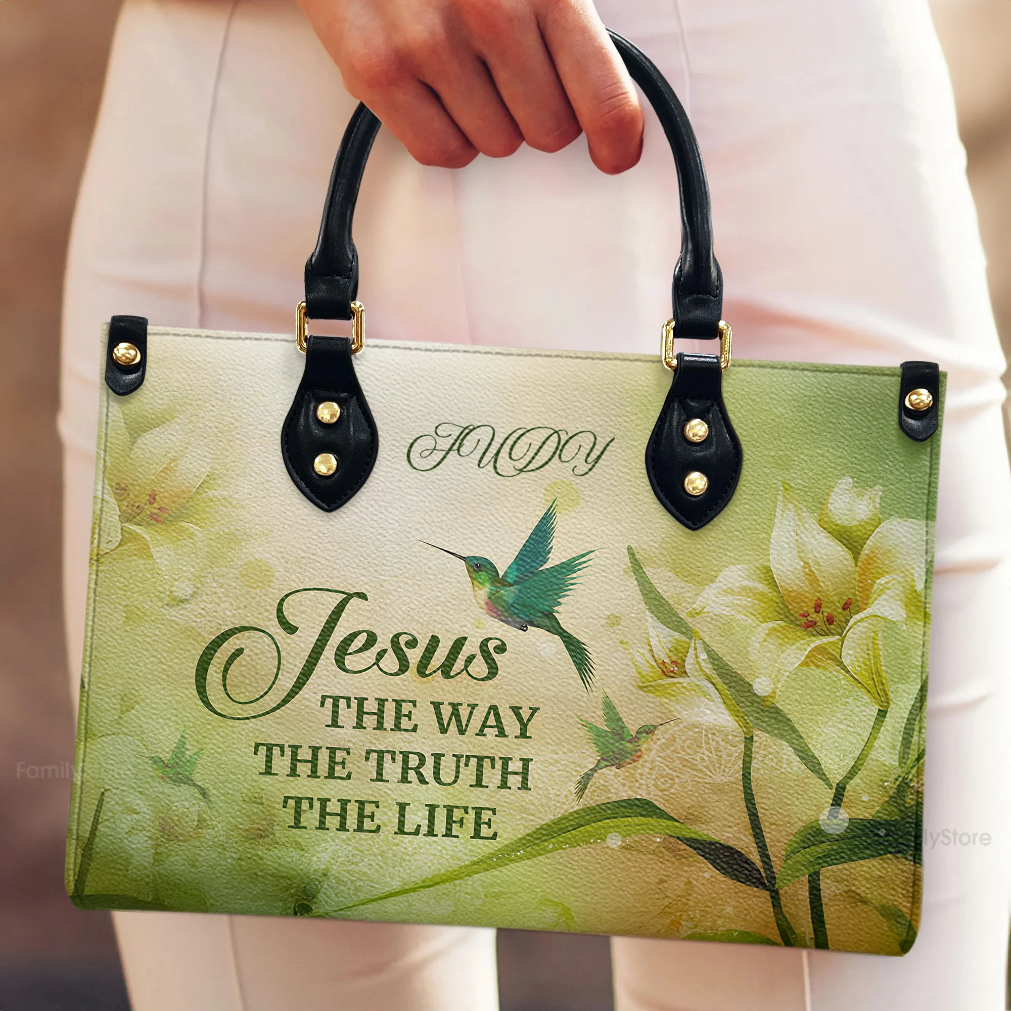 Jesus The Way The Truth The Life - Thoughtful Gift For Christians - Personalized Leather Handbag With Handle - AT4080834 - Image 4