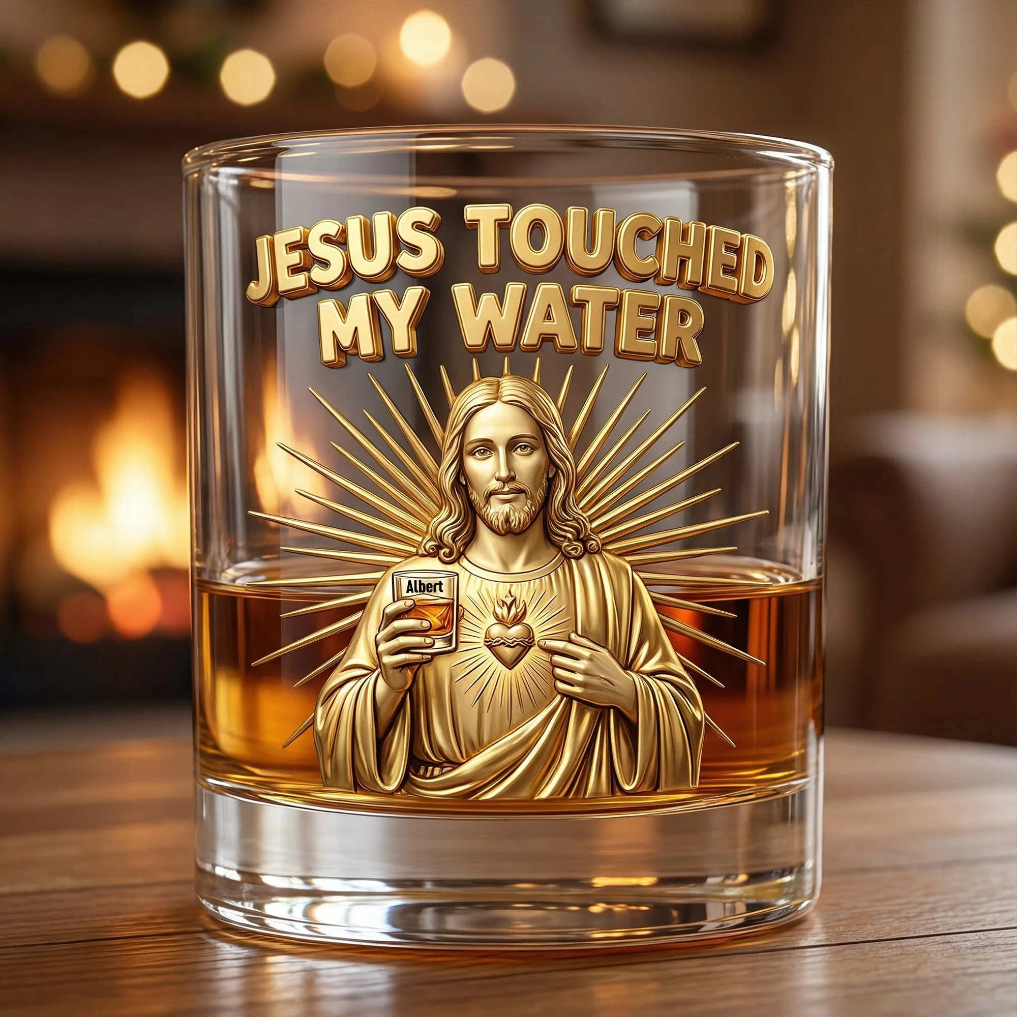 Jesus Touches My Water - Personalized Whiskey Glass - Christmas Gift For Christian, Drinking Lovers HH01
