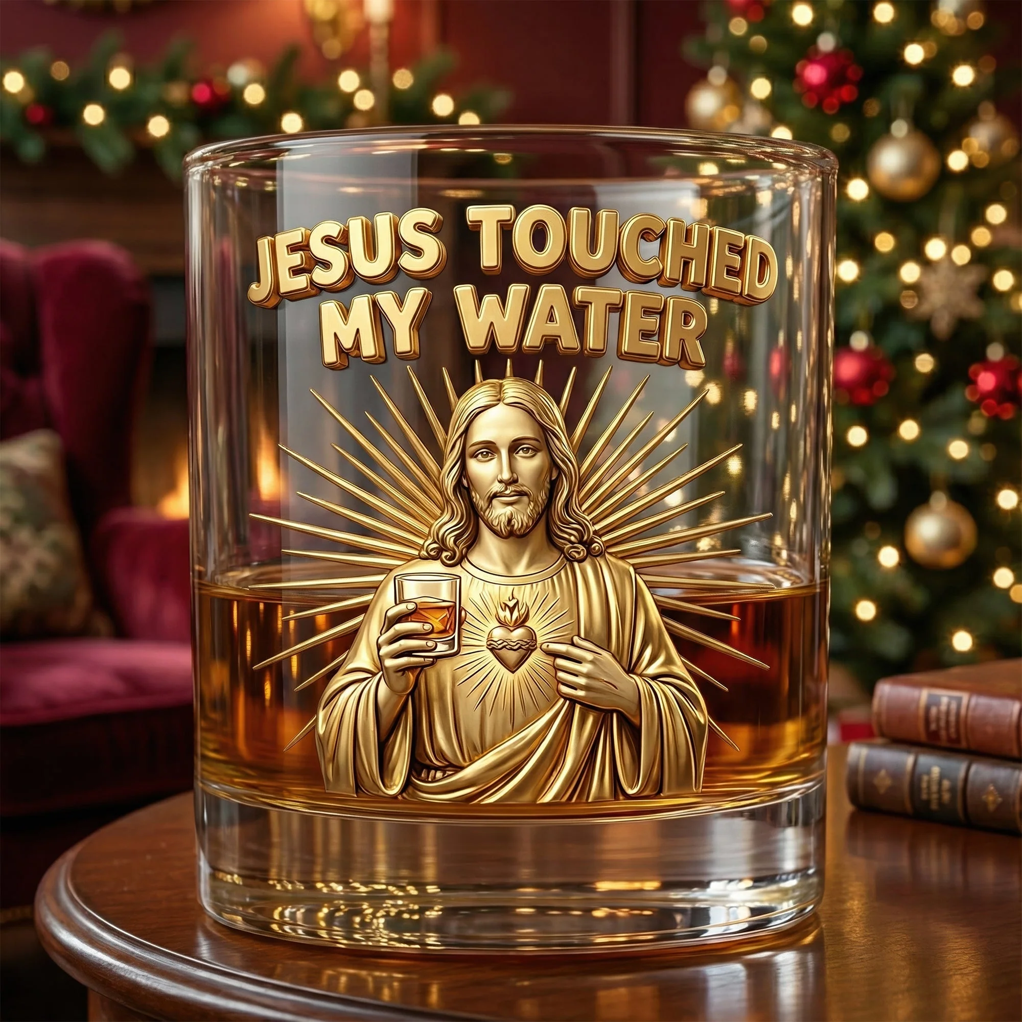 Jesus Touches My Water - Personalized Whiskey Glass - Christmas Gift For Christian, Drinking Lovers HH01 - Image 2