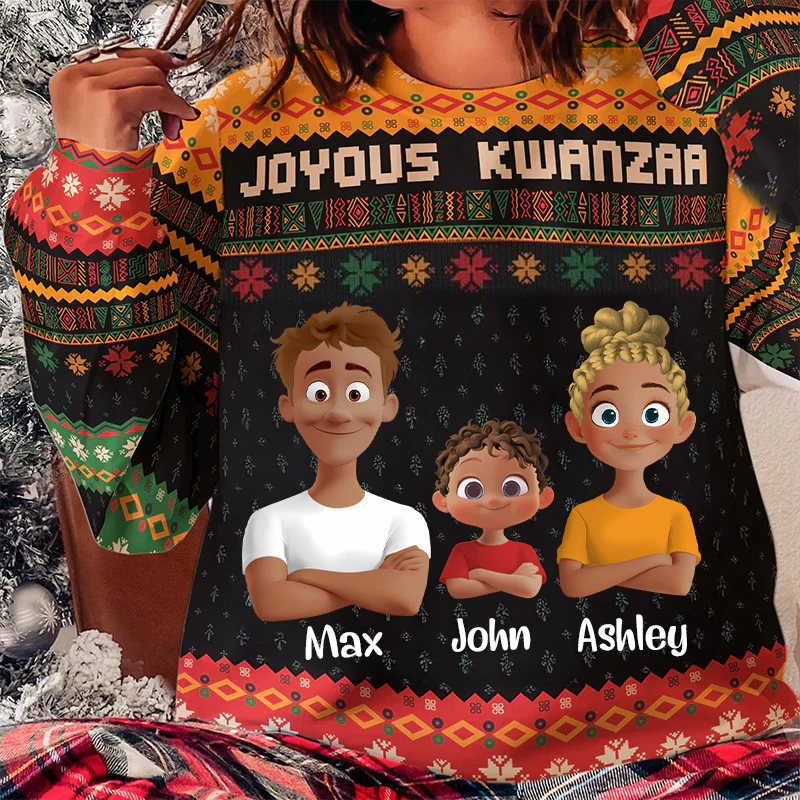 Joyous Kwanzaa - Personalized Ugly Sweater - Christmas Gift For Black Family | GR29 HD95 - Image 2