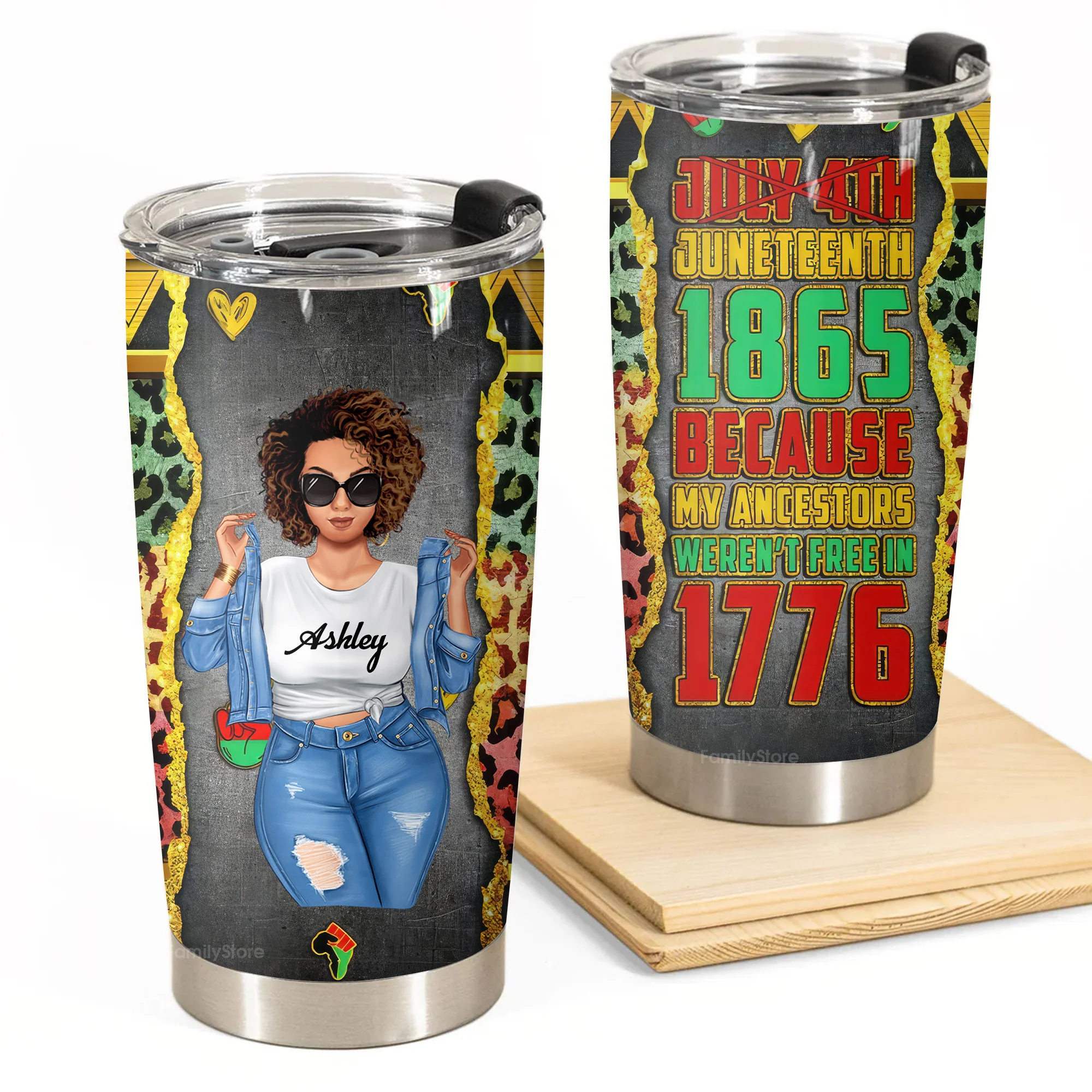 Juneteenth 1865 Freedom Quotes - Personalized Tumbler - Gift for Black Women and African Americans | GR3 - Image 3