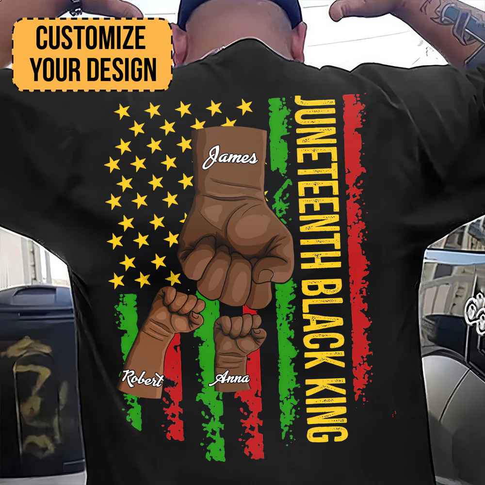 Juneteenth Dad - Personalized T-Shirt - Juneteenth, Father's Day, Birthday Gift For Dad, Grandpa | GR6 - Image 3