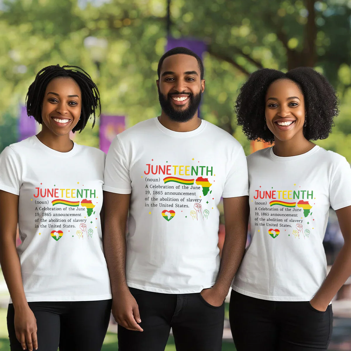 Juneteenth Definition Black History - African Map & Fist T-Shirt - 2D Unisex Tee Shirt | HD95 - Image 6