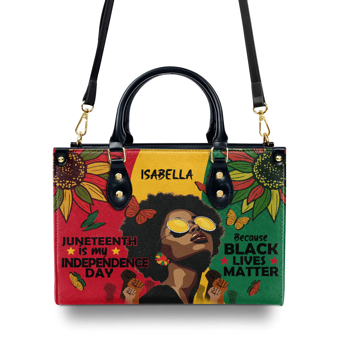 Juneteenth Independence Day - Custom Name Leather Handbag – Black Lives Matter Pride Gift For Her HD95 - Image 4