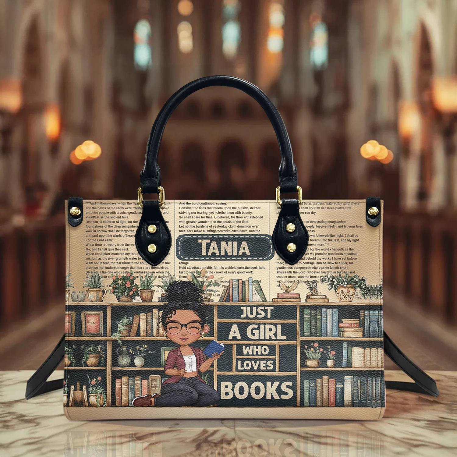 Just A Girl Book Lover - Personalized Leather Handbag - Gift For Readers Woman, Bookworm HD95