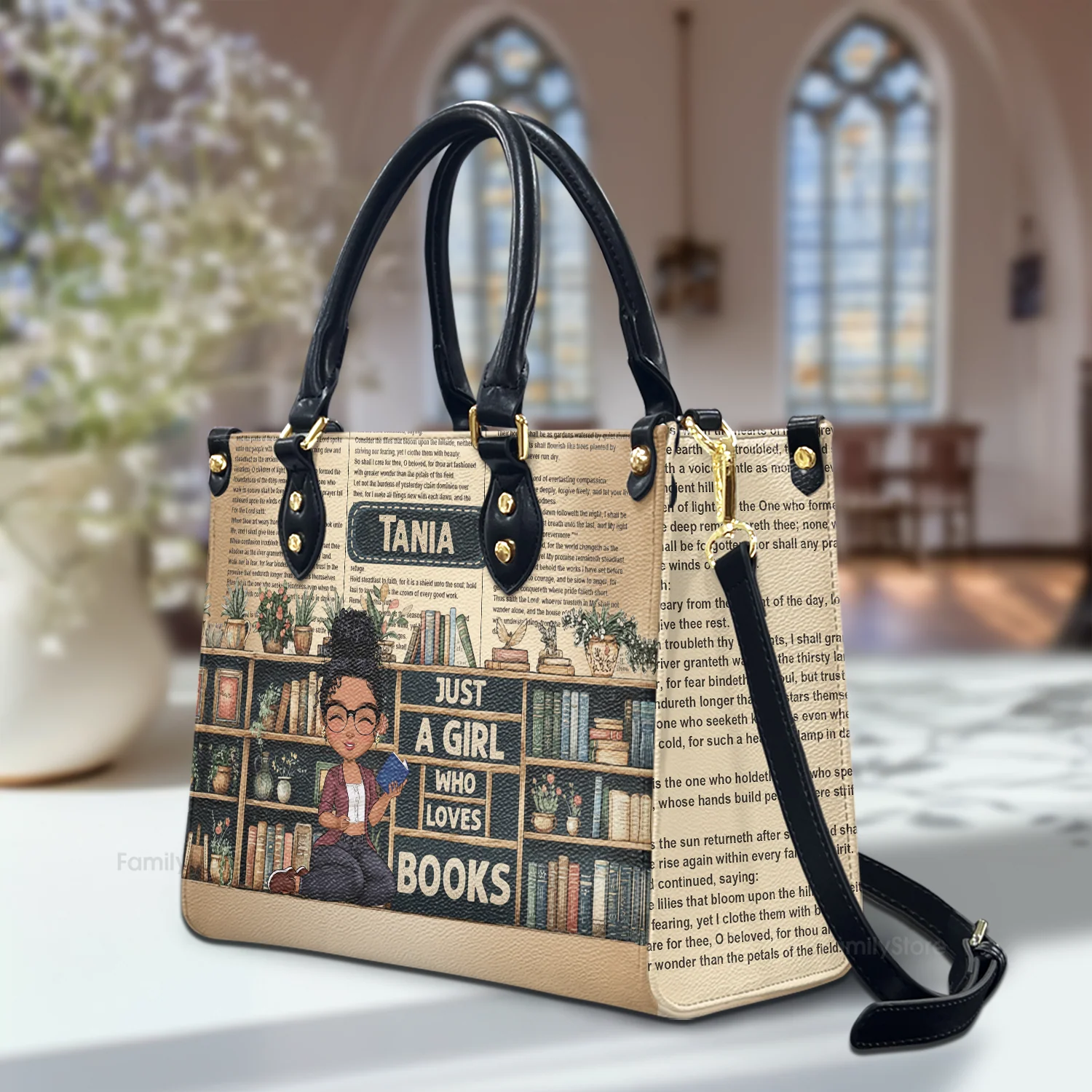 Just A Girl Book Lover - Personalized Leather Handbag - Gift For Readers Woman, Bookworm HD95 - Image 3