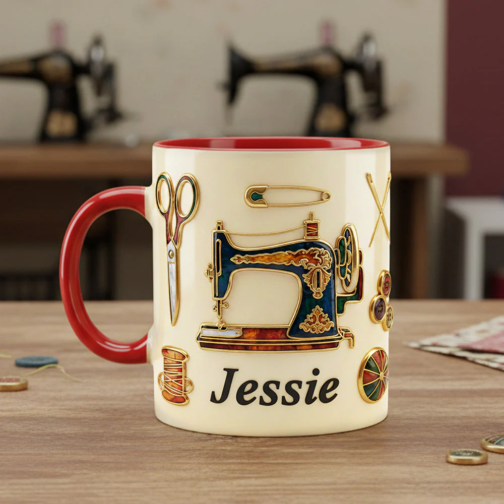 Just A Girl Who Love Sewing - Personalized Accent Mug - Gift For Her, Sewing Lovers NL122 - Image 2