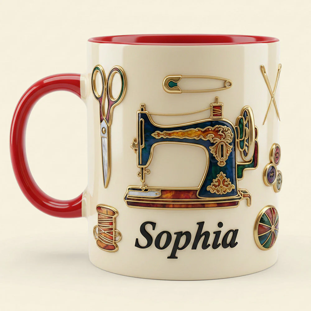 Just A Girl Who Love Sewing - Personalized Accent Mug - Gift For Her, Sewing Lovers NL122 - Image 3