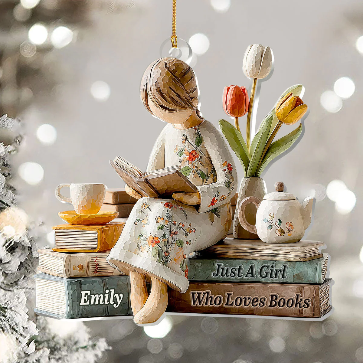 Just A Girl Who Loves Books - Personalized 1-Layer Acrylic Ornament HL128 - Image 4