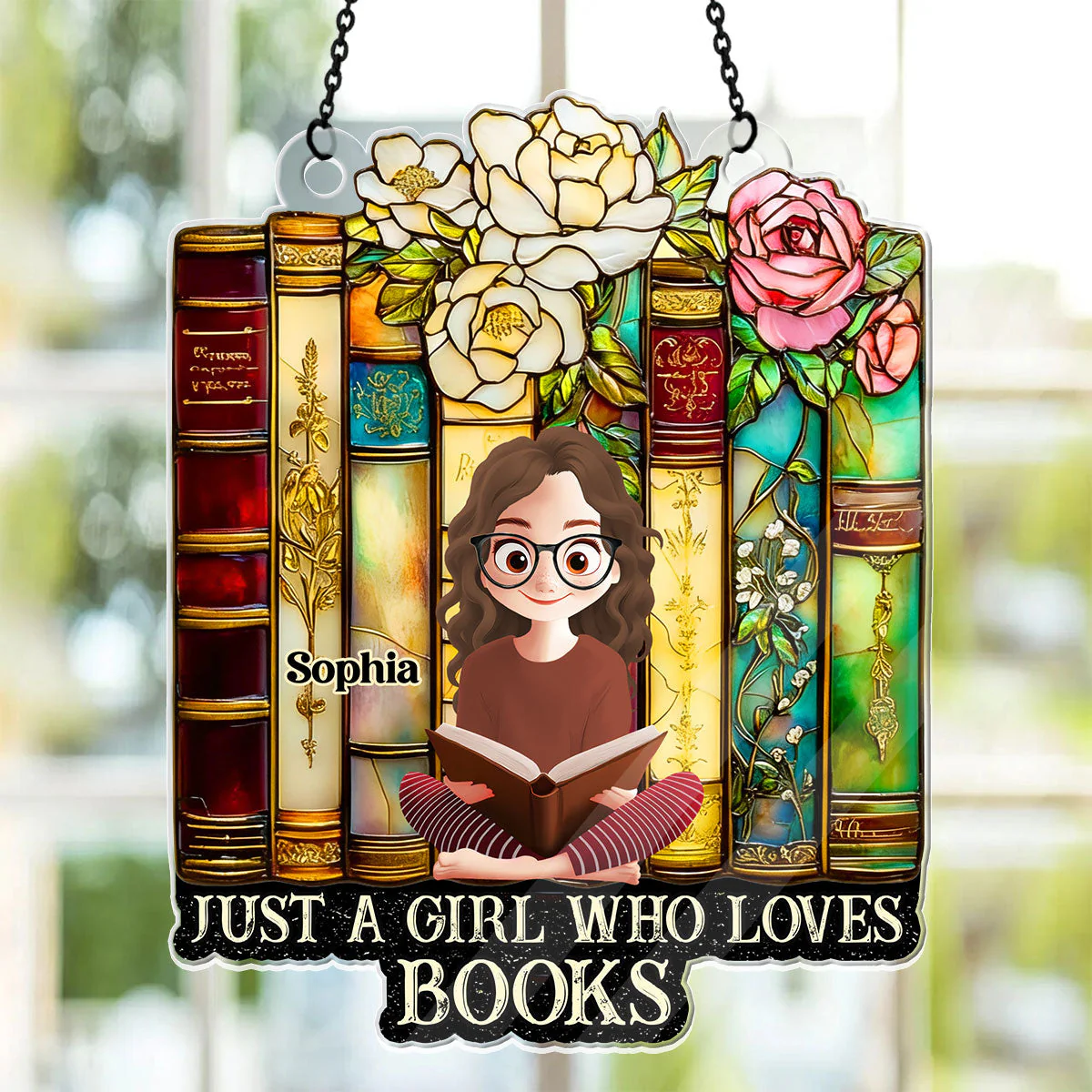 Just A Girl Who Loves Books - Personalized Acrylic Suncatcher - Gift For Her, Book Lovers | CLB2 HH01 - Image 2