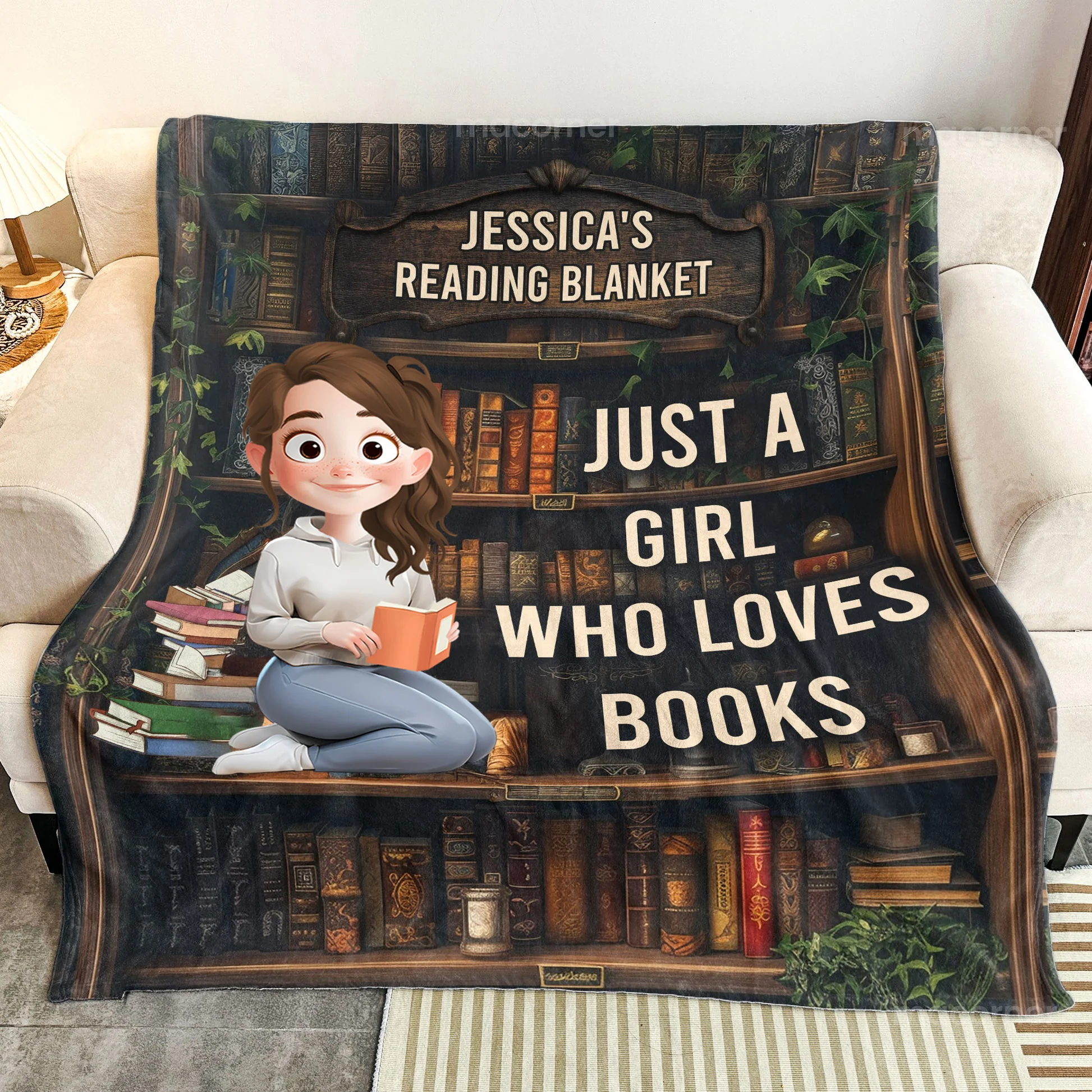 Just A Girl Who Loves Books - Personalized Blanket | CLB1 - Image 3