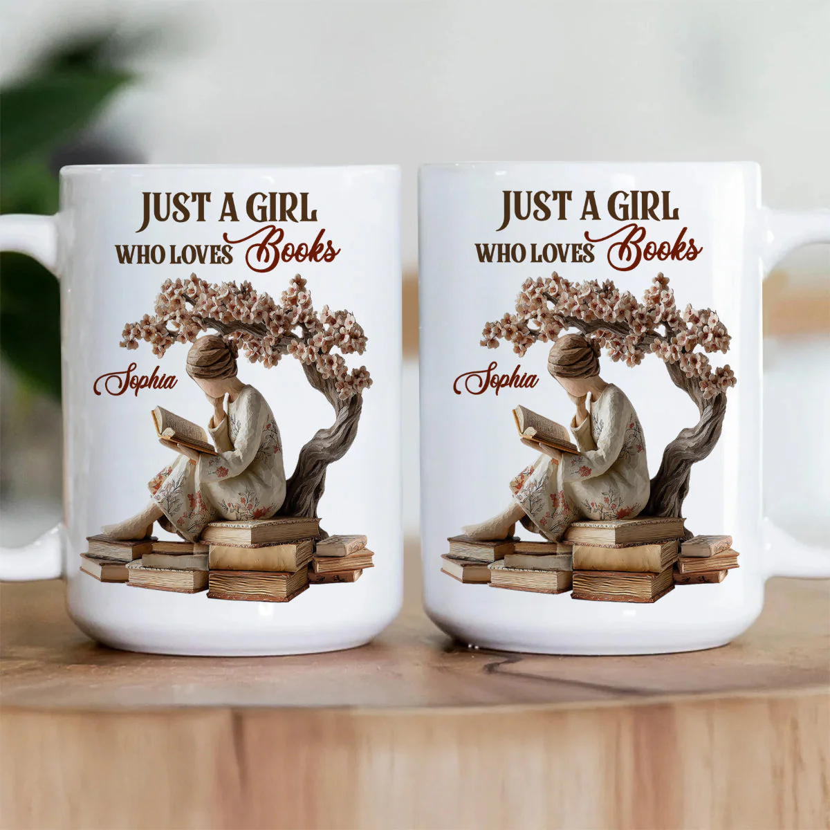 Just A Girl Who Loves Books - Personalized Ceramic Mug - Gift For Her, Book Lovers HH01 - Image 3