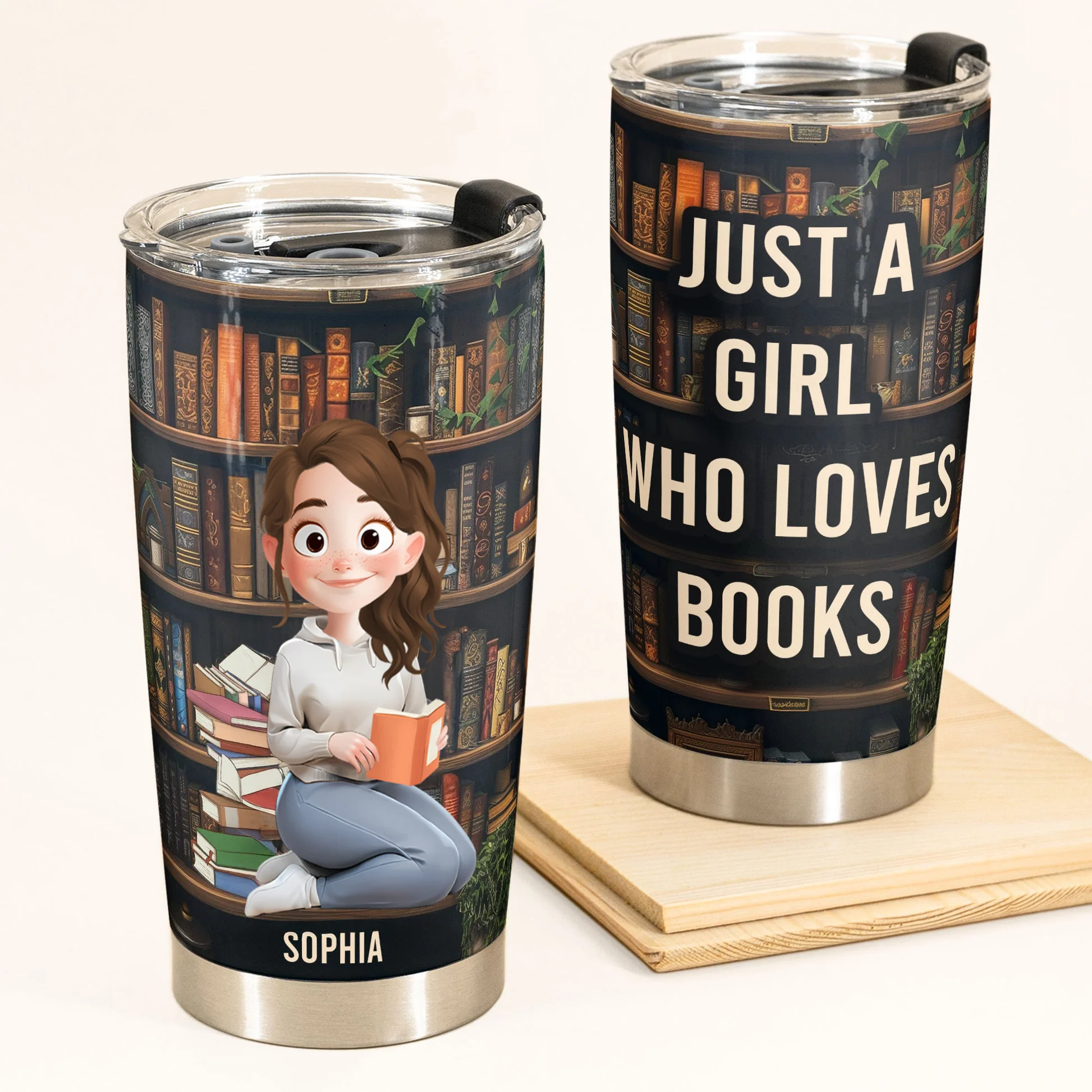Just A Girl Who Loves Books - Personalized Tumbler Cup | CLB1 - Image 2