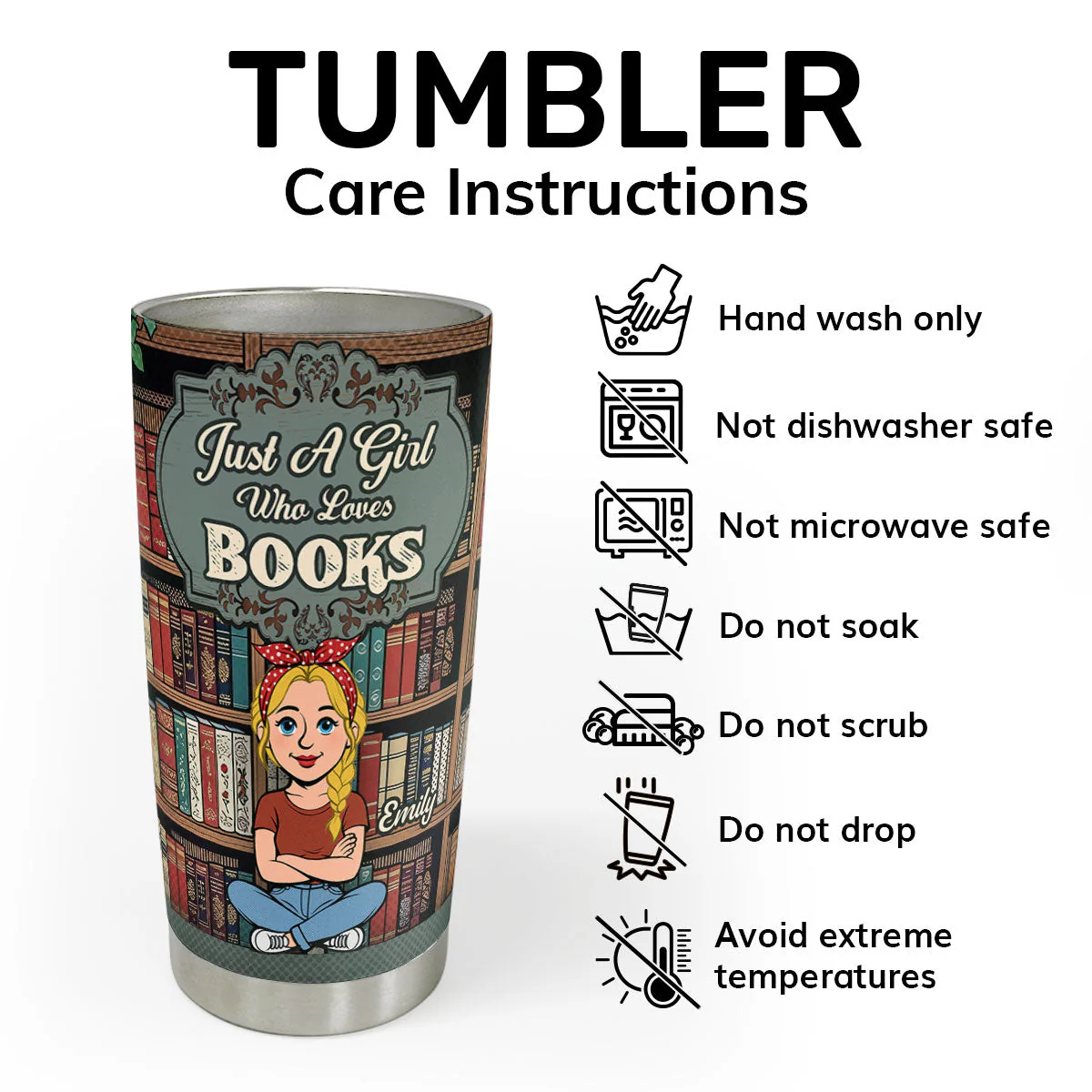 Just A Girl Who Loves Books - Personalized Tumbler - Gift For Her, Book Lovers | CLB2 HH01 - Image 5