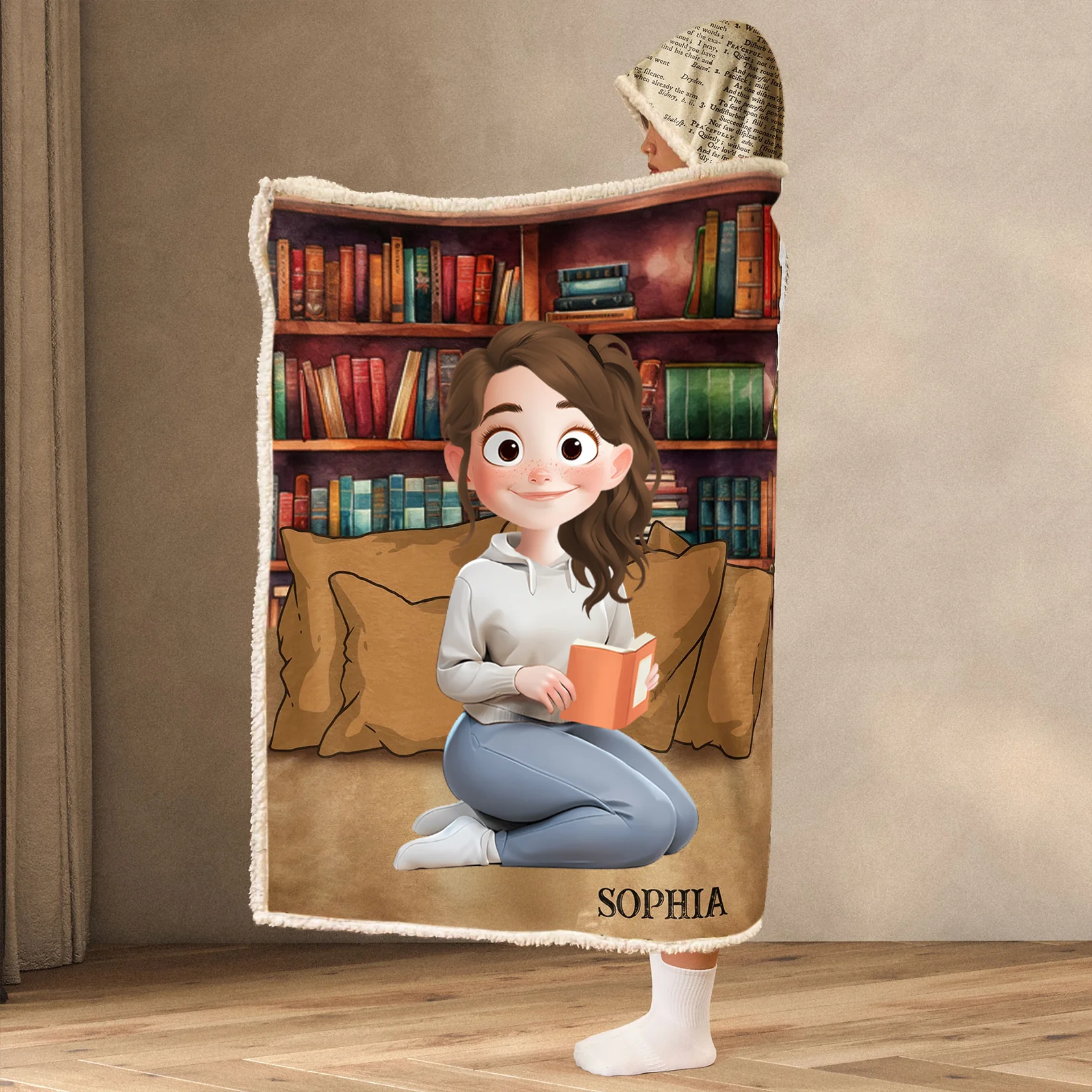 Just A Girl Who Loves Books - Personalized Wearable Blanket Hoodie | CLB2 - Image 2