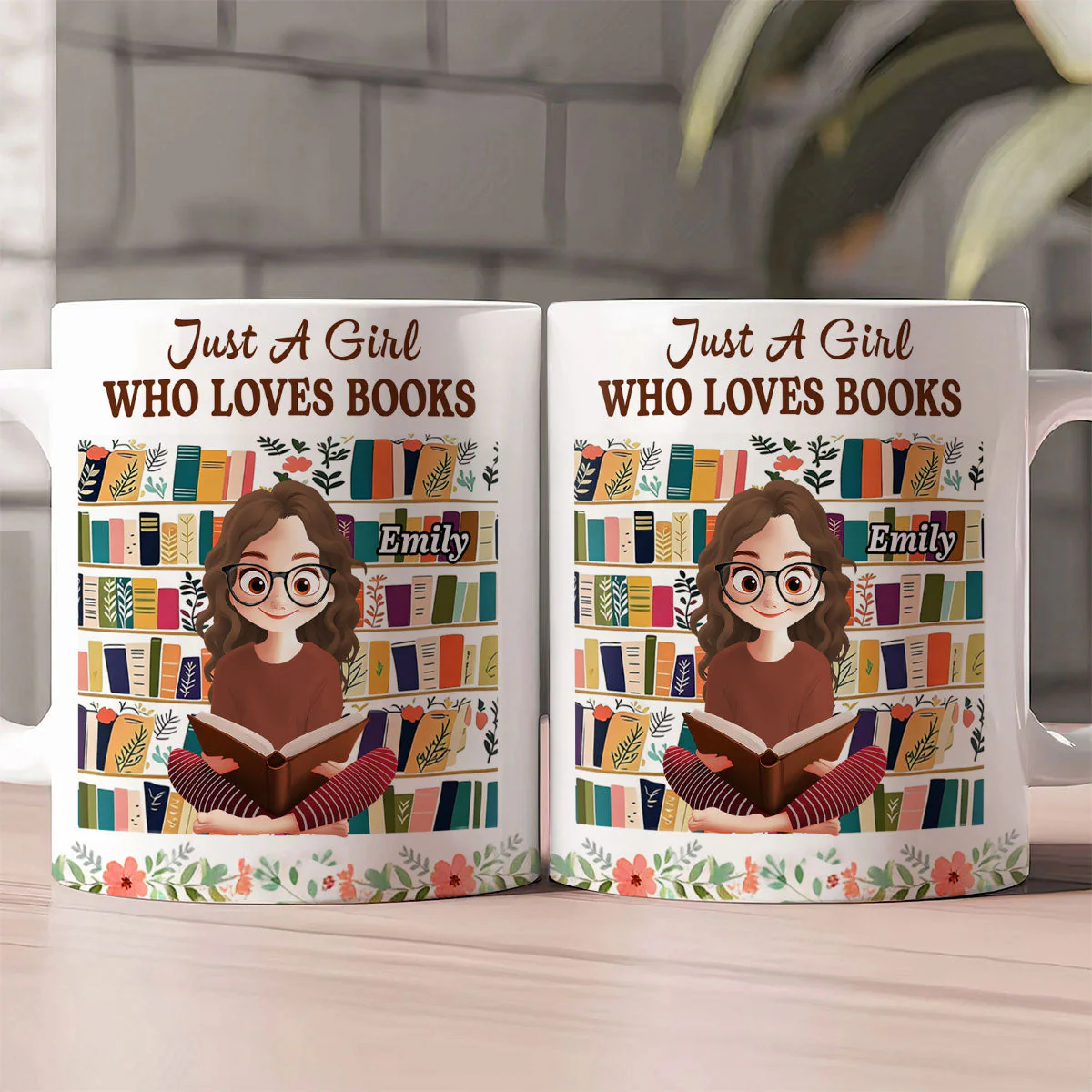 Just A Girl Who Loves Books - Personalized White Edge-to-Edge Mug - Gift For Book Lovers, Readers, Women |  CLB2 HN02 - Image 2