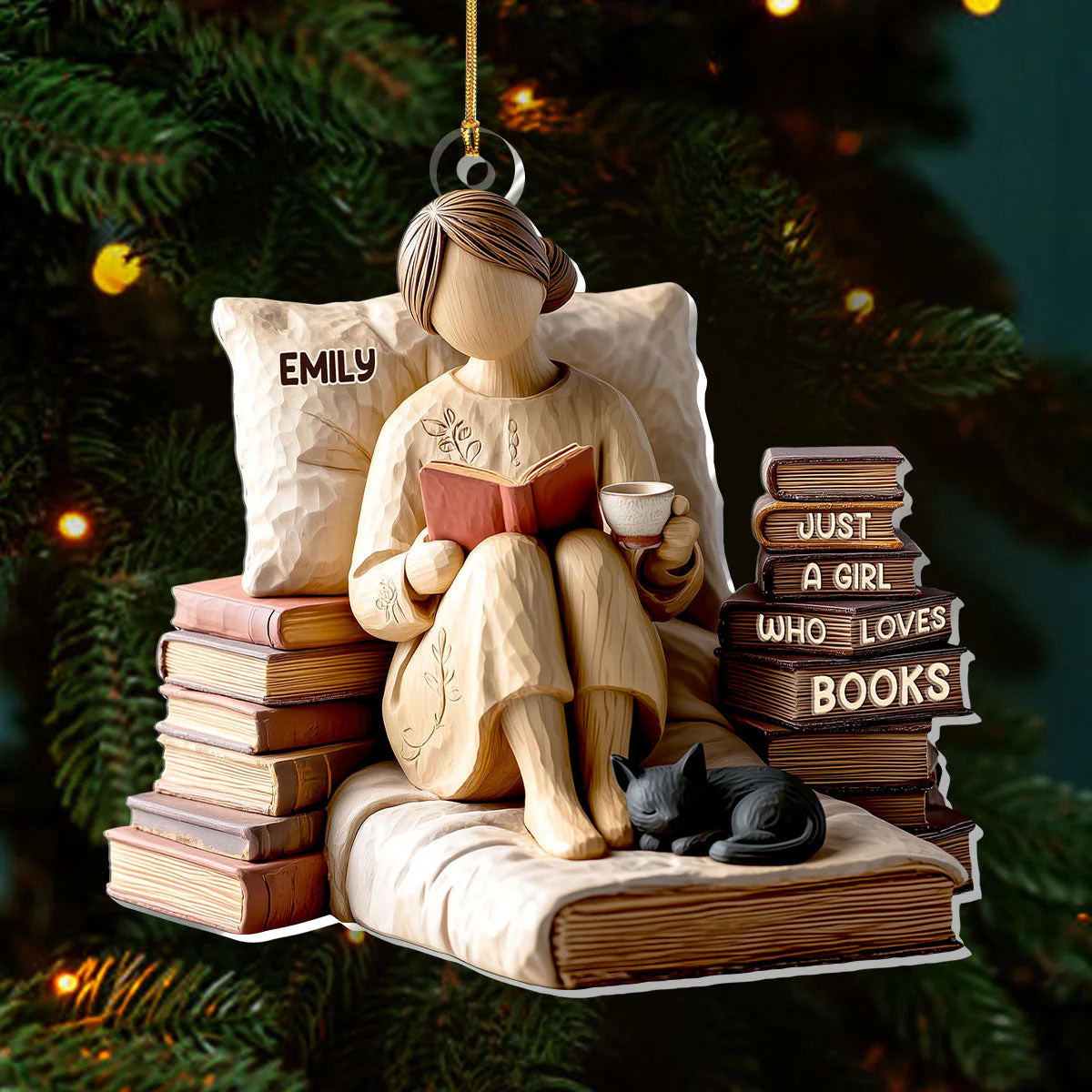 Just A Girl Who Loves Books (Ver 1) - Personalized 1-Layer Acrylic Ornament - Christmas Gift For Book Lovers, Her HH01 - Image 3