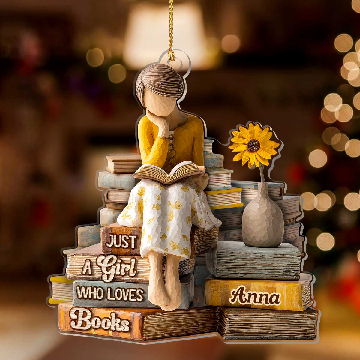 Just A Girl Who Loves Books (Ver 14) - Personalized 1-Layer Acrylic Ornament - Christmas Gift For Book Lovers, Her | HH01 - Image 2