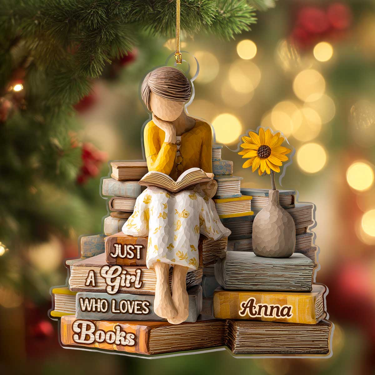 Just A Girl Who Loves Books (Ver 14) - Personalized 1-Layer Acrylic Ornament - Christmas Gift For Book Lovers, Her | HH01 - Image 4