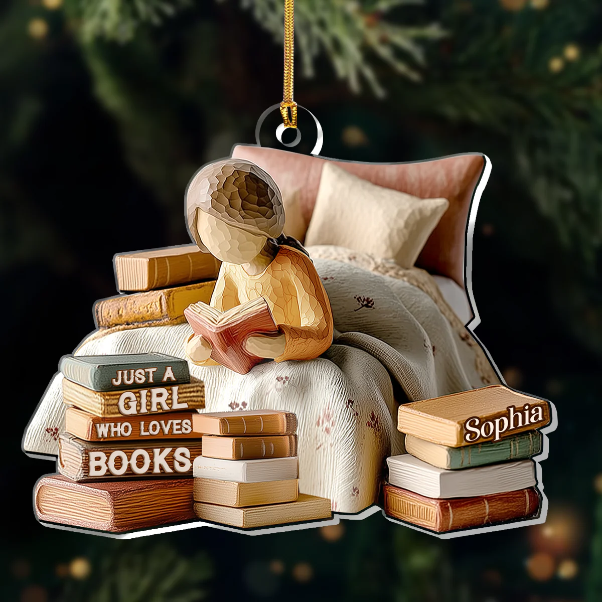 Just A Girl Who Loves Books (Ver 16) - Personalized 1-Layer Acrylic Ornament - Christmas Gift For Book Lovers, Her | HH01