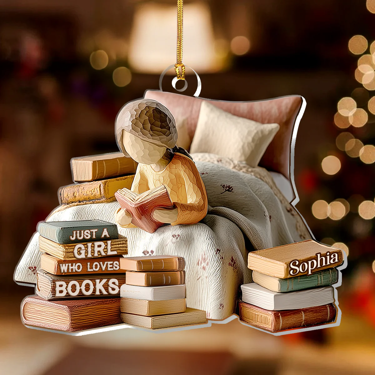 Just A Girl Who Loves Books (Ver 16) - Personalized 1-Layer Acrylic Ornament - Christmas Gift For Book Lovers, Her | HH01 - Image 2