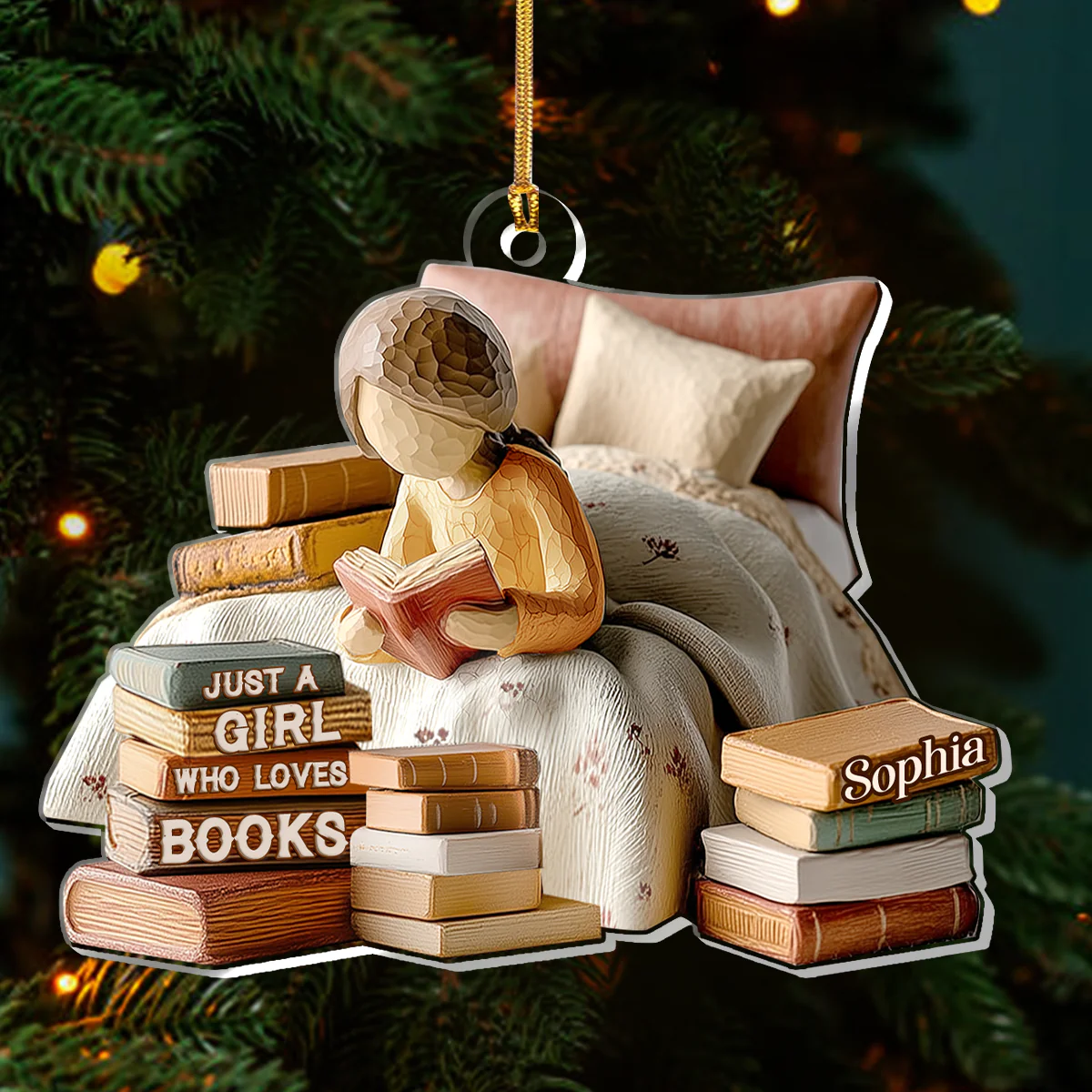 Just A Girl Who Loves Books (Ver 16) - Personalized 1-Layer Acrylic Ornament - Christmas Gift For Book Lovers, Her | HH01 - Image 3