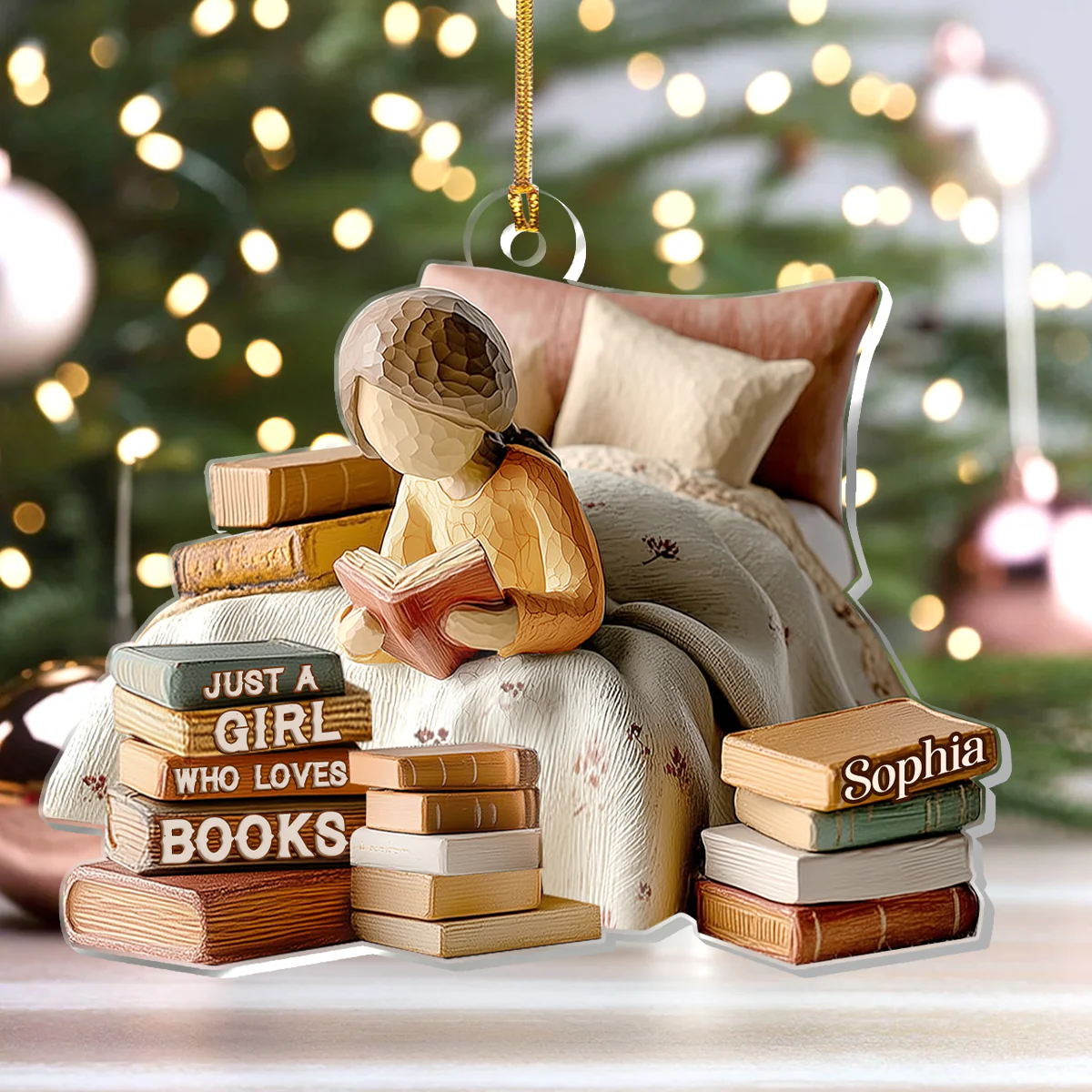 Just A Girl Who Loves Books (Ver 16) - Personalized 1-Layer Acrylic Ornament - Christmas Gift For Book Lovers, Her | HH01 - Image 4