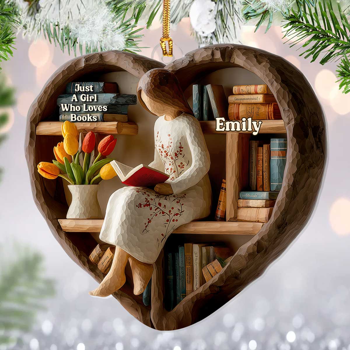 Just A Girl Who Loves Books (Ver 17) - Personalized 1-Layer Acrylic Ornament - Christmas Gift For Book Lovers, Her | HH01