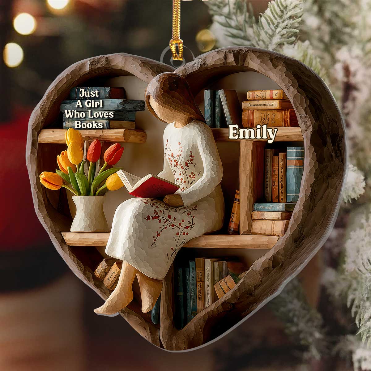 Just A Girl Who Loves Books (Ver 17) - Personalized 1-Layer Acrylic Ornament - Christmas Gift For Book Lovers, Her | HH01 - Image 6