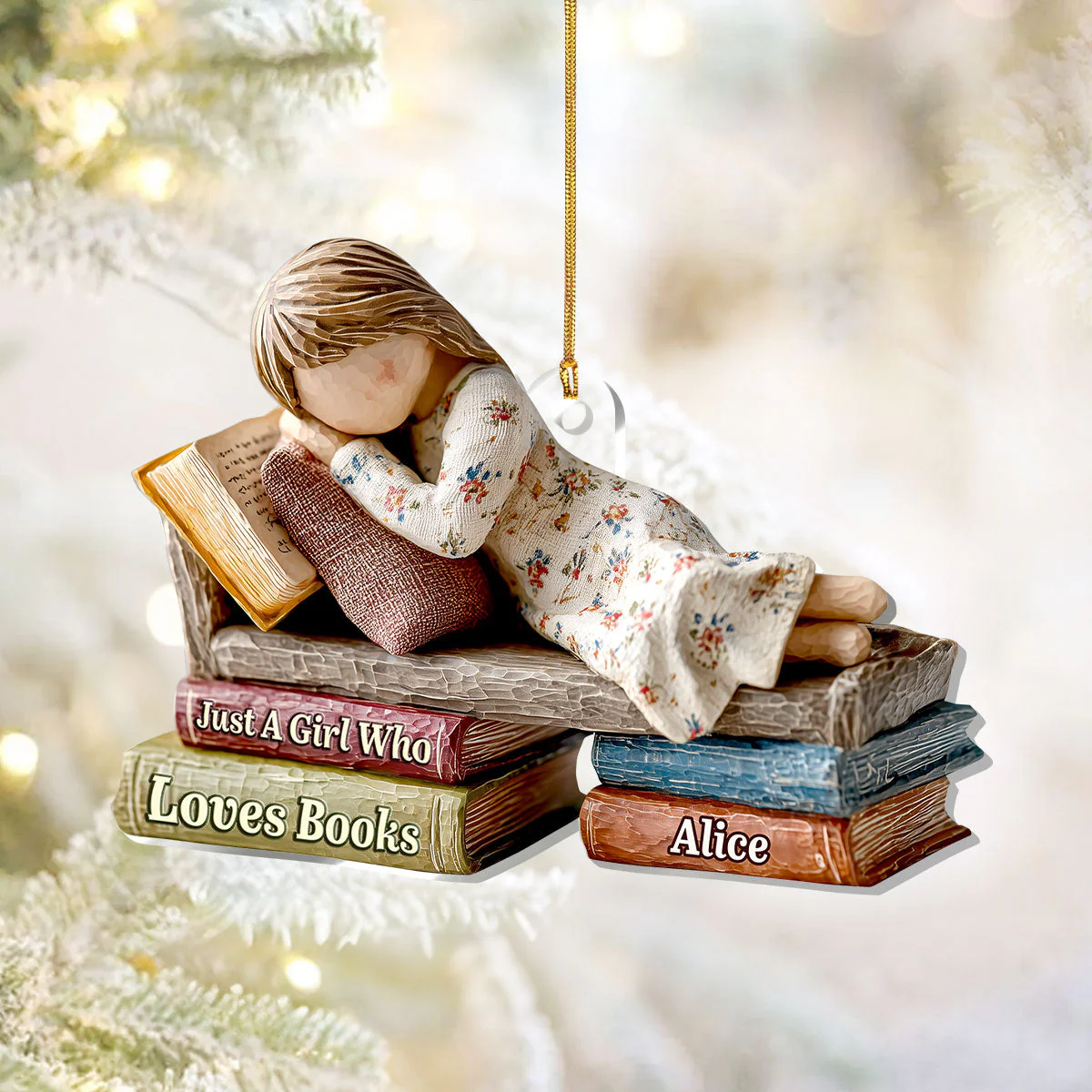 Just A Girl Who Loves Books (Ver 19) - Personalized 1-Layer Acrylic Ornament - Christmas Gift For Book Lovers, Her | HH01