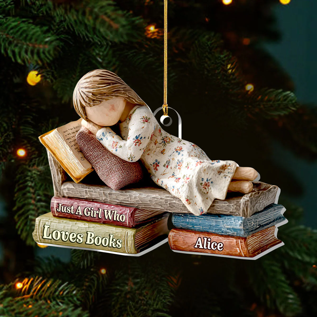 Just A Girl Who Loves Books (Ver 19) - Personalized 1-Layer Acrylic Ornament - Christmas Gift For Book Lovers, Her | HH01 - Image 3