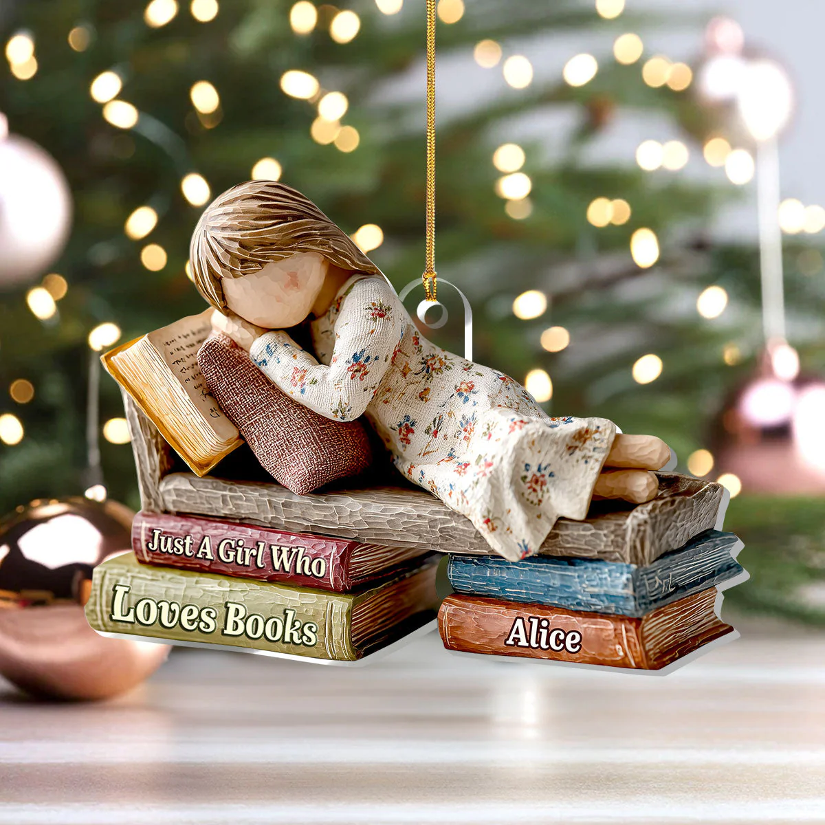 Just A Girl Who Loves Books (Ver 19) - Personalized 1-Layer Acrylic Ornament - Christmas Gift For Book Lovers, Her | HH01 - Image 4