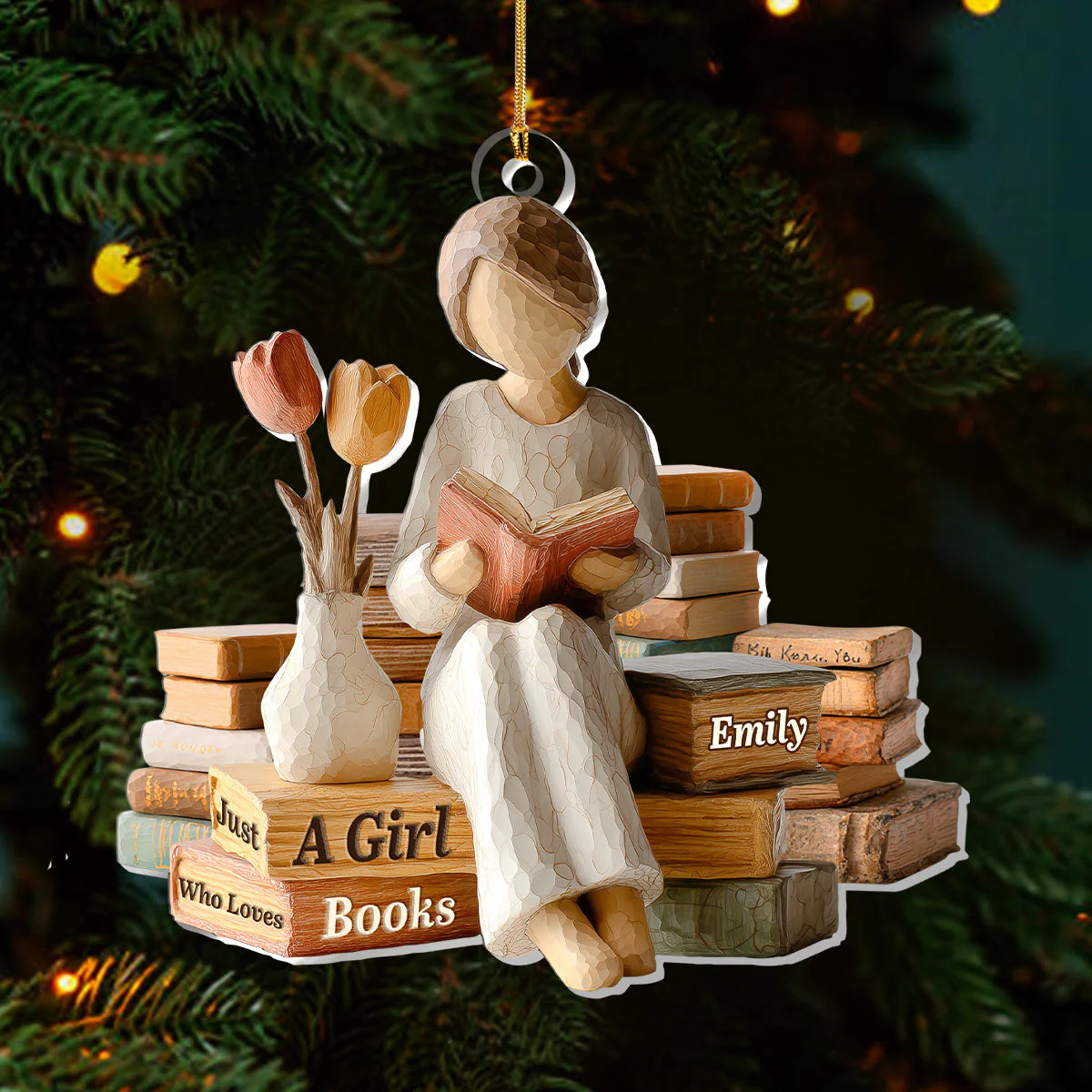 Just A Girl Who Loves Books (Ver 2) - Personalized 1-Layer Acrylic Ornament - Christmas Gift For Book Lovers, Her HH01 - Image 3