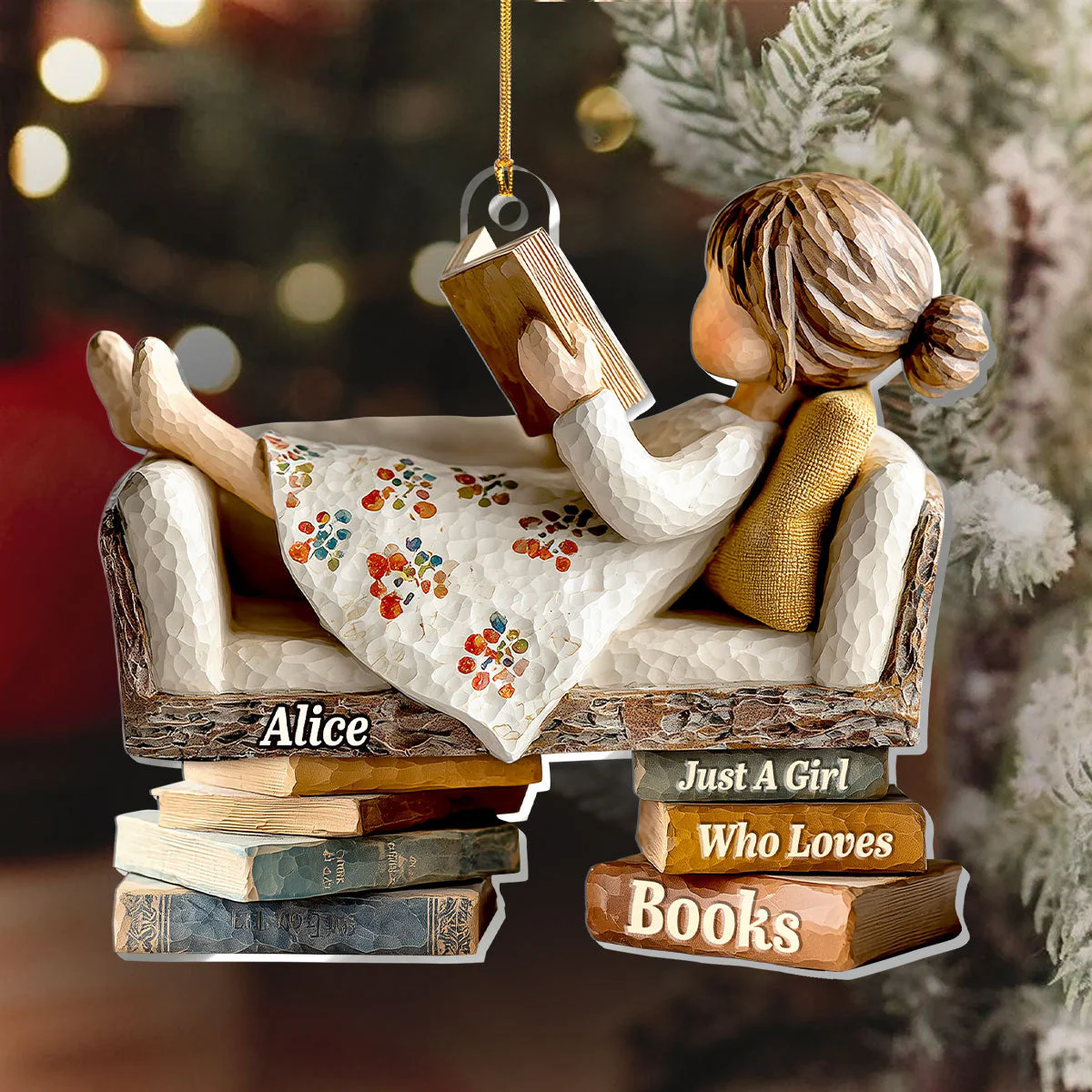 Just A Girl Who Loves Books (Ver 3) - Personalized 1-Layer Acrylic Ornament - Christmas Gift For Book Lovers, Her HH01 - Image 5