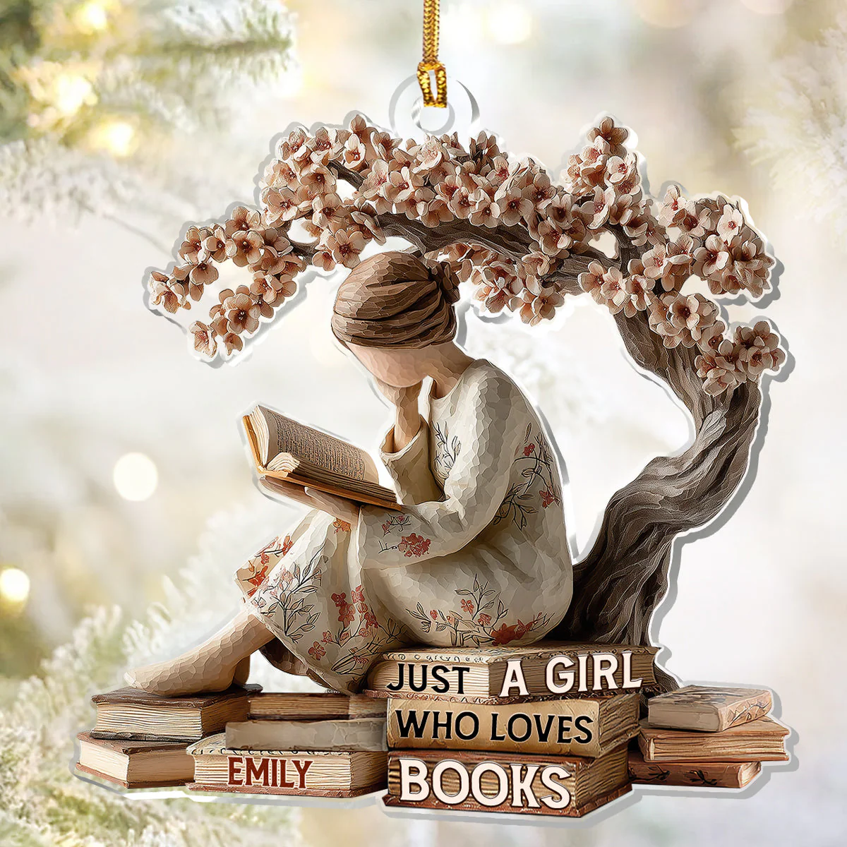 Just A Girl Who Loves Books (Ver 4) - Personalized 1-Layer Acrylic Ornament - Christmas Gift For Book Lovers, Her HH01