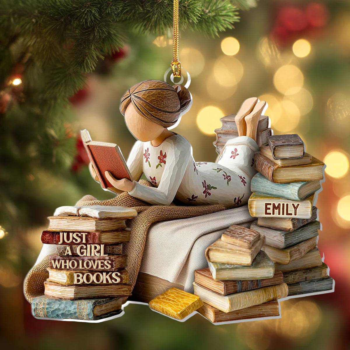 Just A Girl Who Loves Books (Ver 8) - Personalized 1-Layer Acrylic Ornament - Christmas Gift For Book Lovers, Her HH01 - Image 3