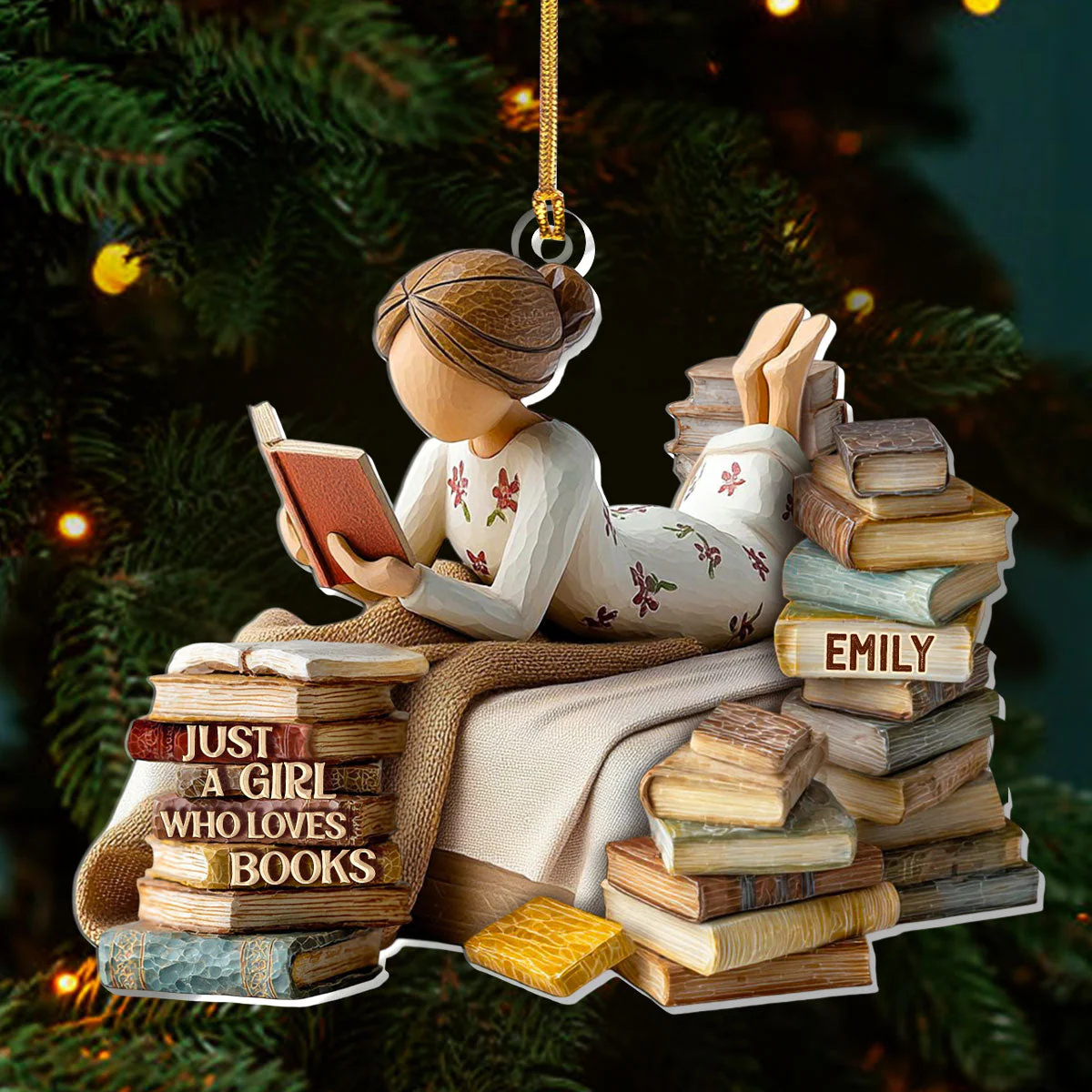 Just A Girl Who Loves Books (Ver 8) - Personalized 1-Layer Acrylic Ornament - Christmas Gift For Book Lovers, Her HH01 - Image 4